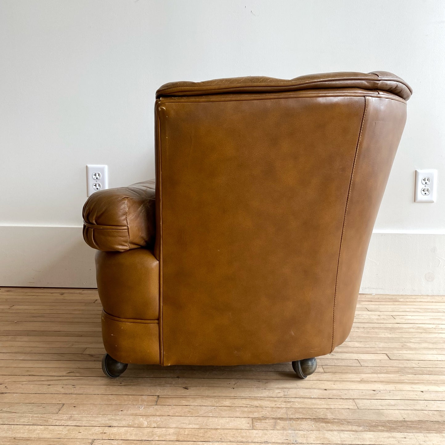 Vintage Tufted Leather Swivel Club Chair