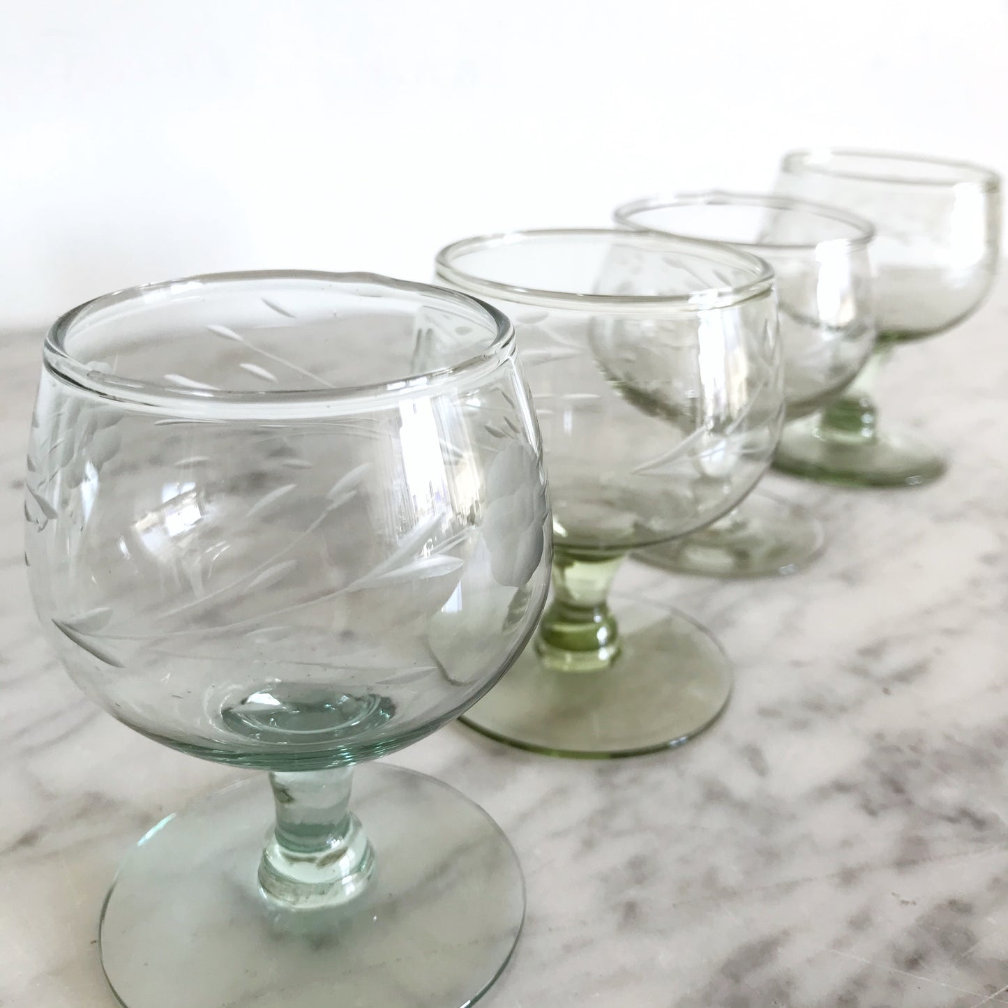 Set of Blown-glass Stemmed Glasses