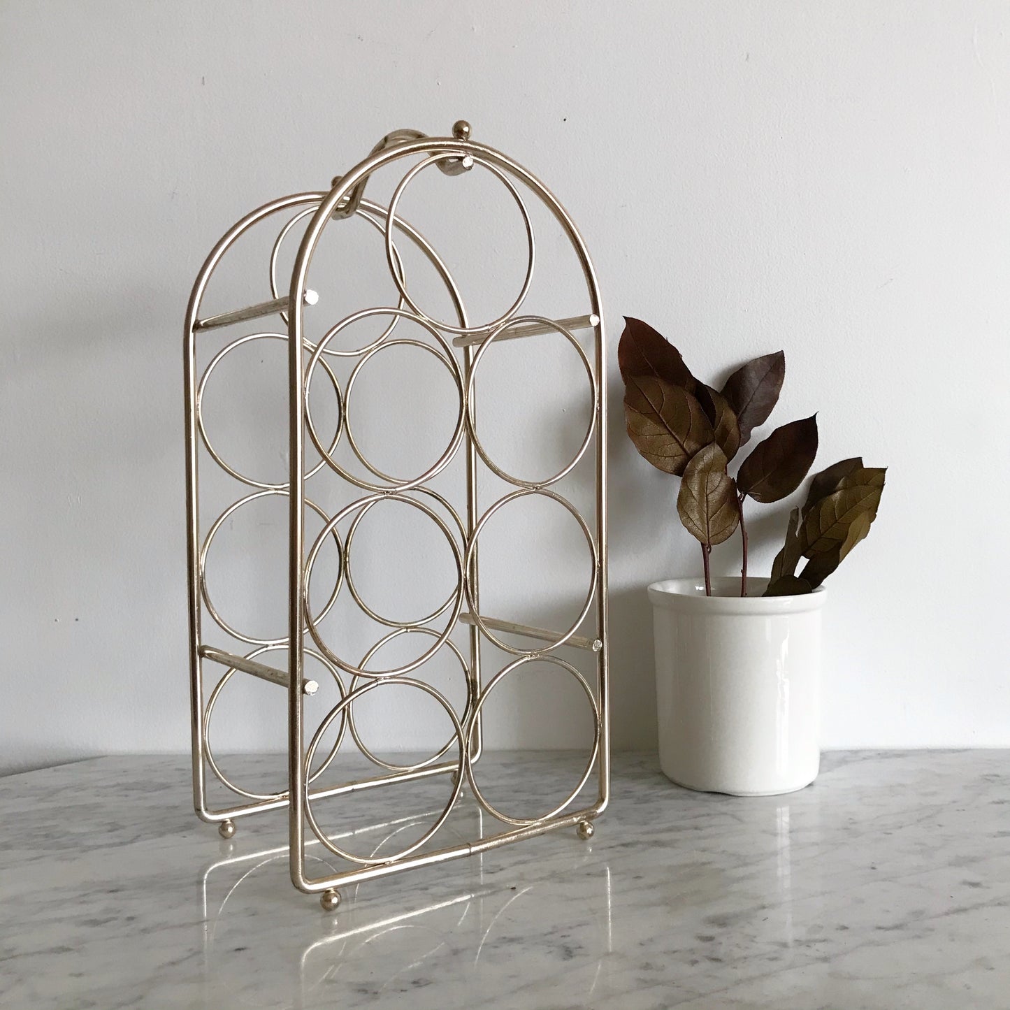 Vintage Gold Metal 7-Bottle Wine Rack