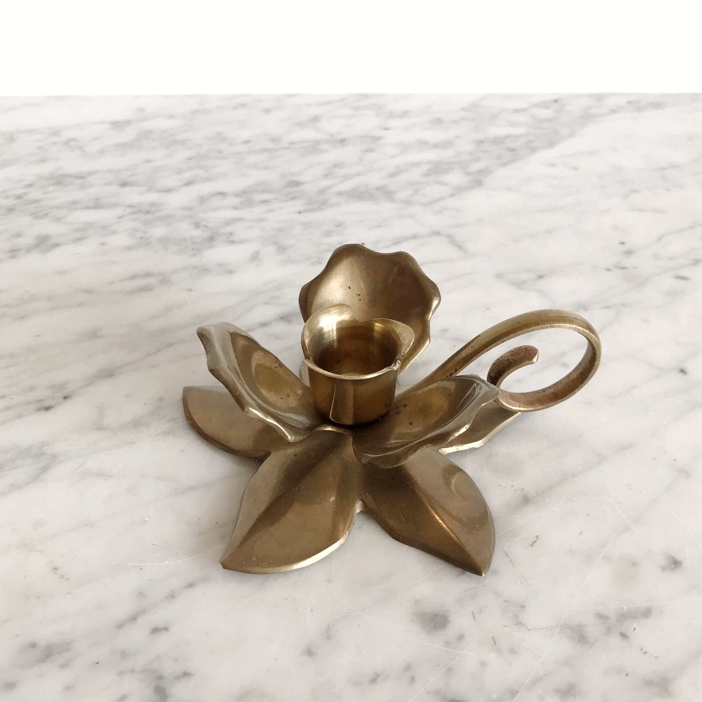 Vintage Brass Flower Candle Holder
