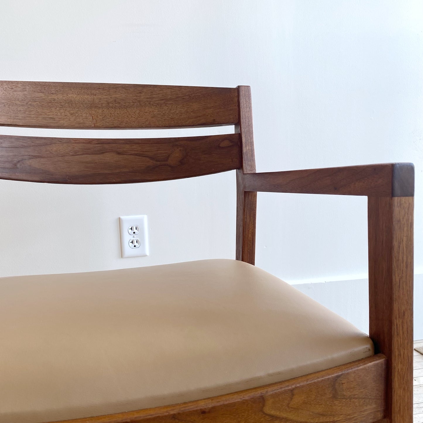 MCM Walnut Chair with Leather Seat