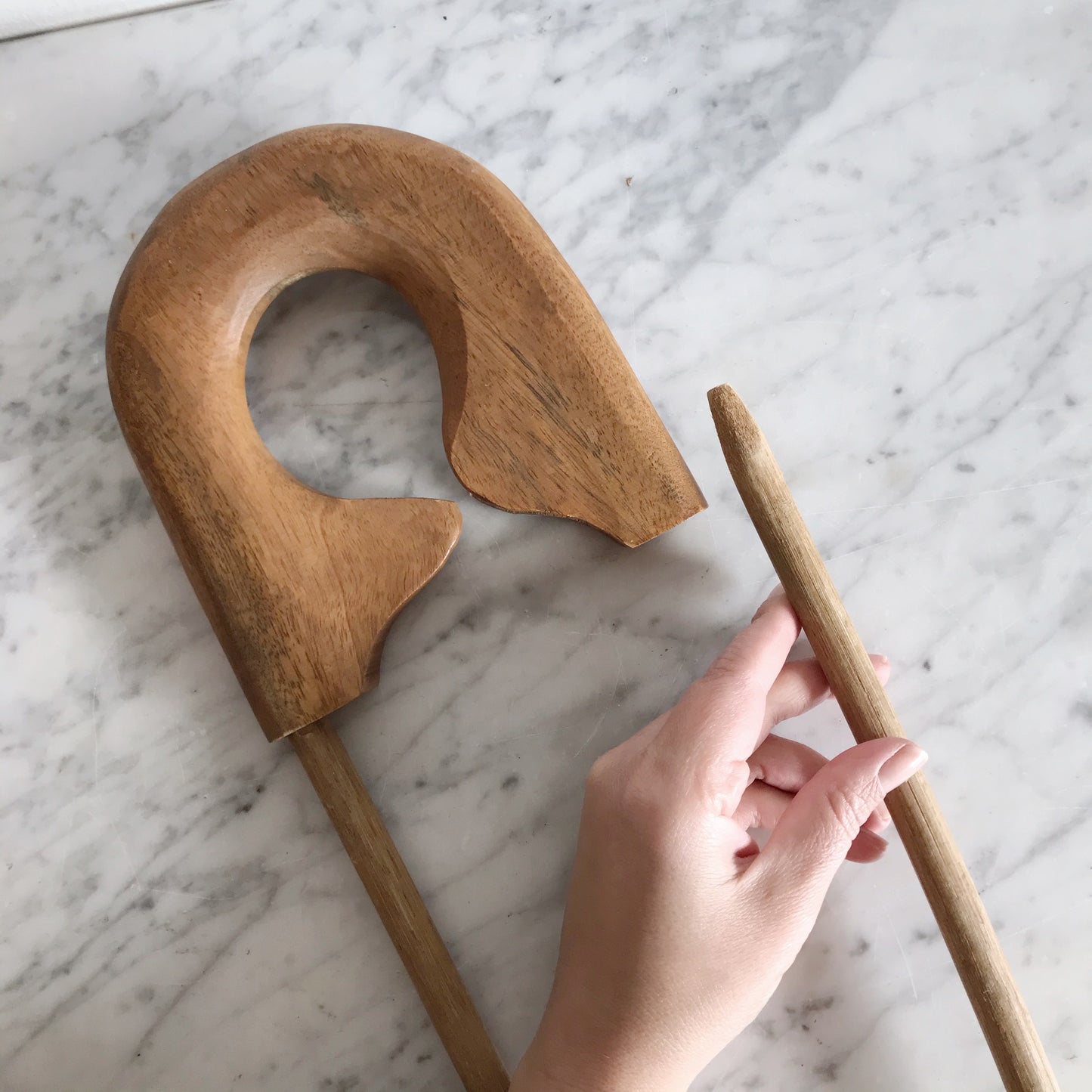 Oversized Vintage Wood Safety Pin
