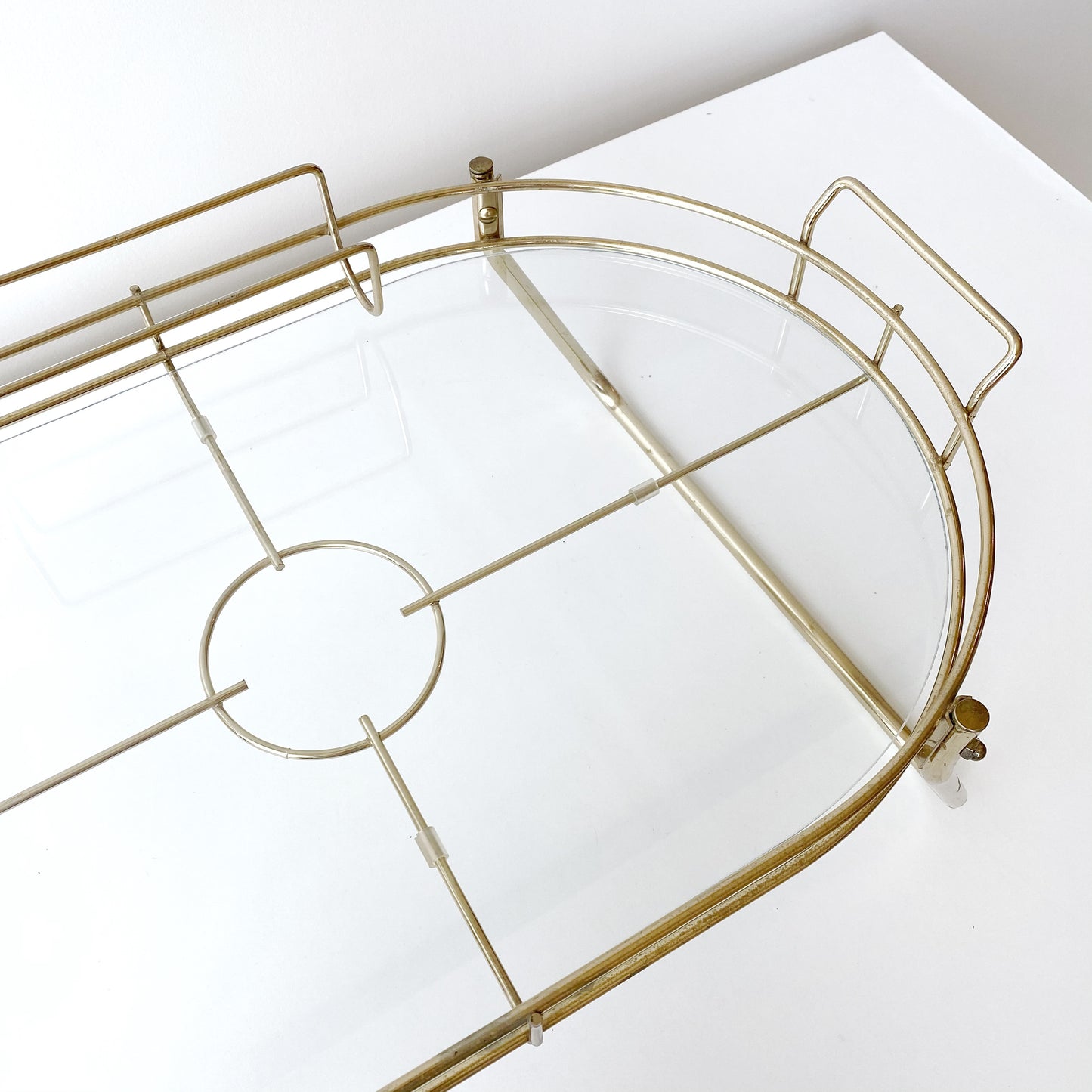 Vintage Brass + Glass Breakfast / Serving Tray