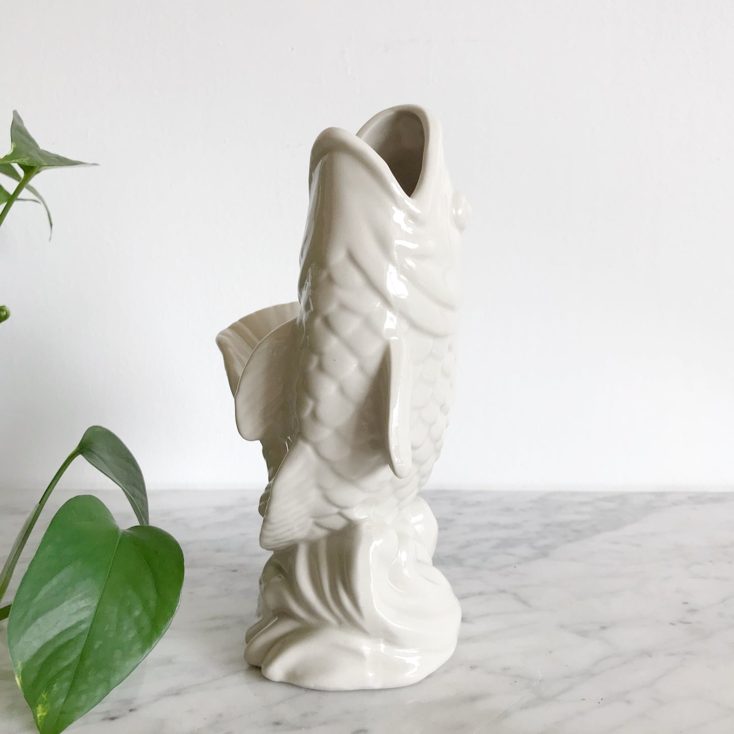 White Ceramic Fish Vase