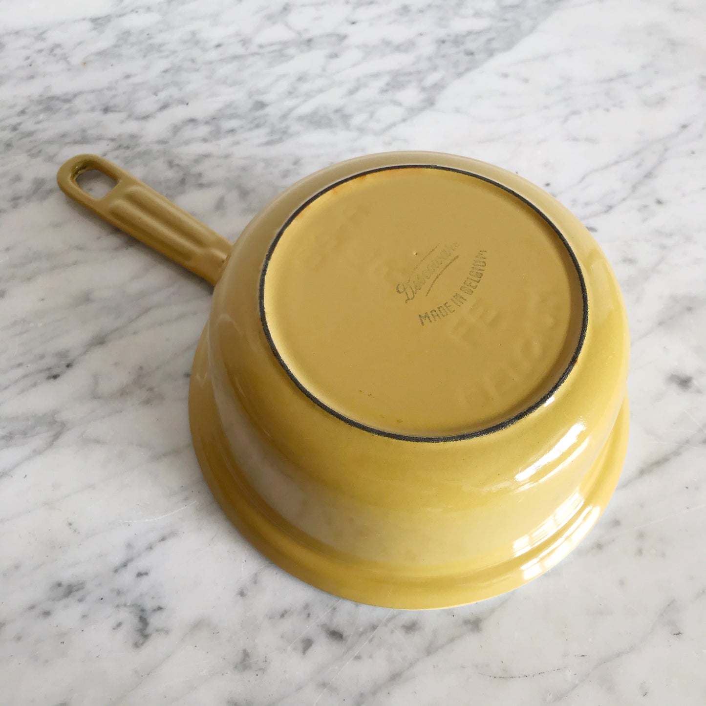 Vintage Cast Iron Yellow Enamel Saucepan, Belgium