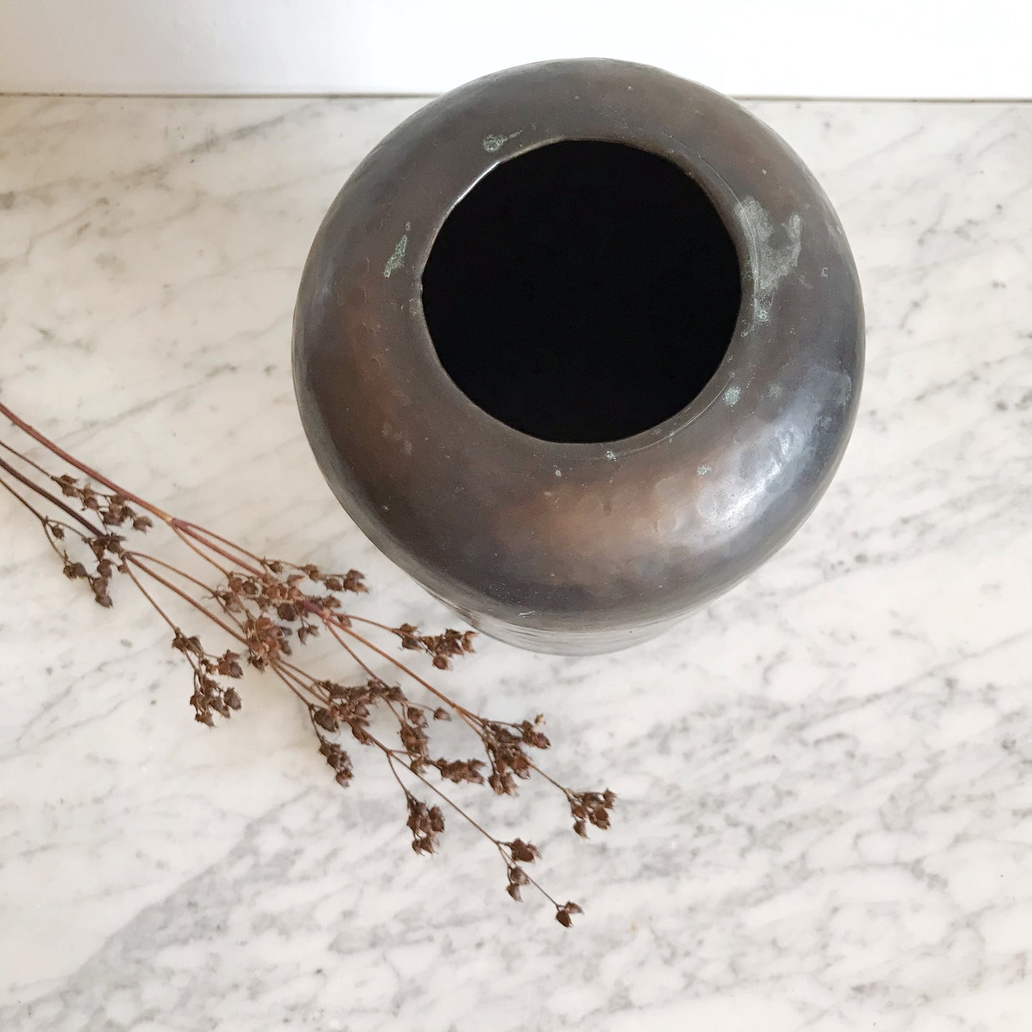 XL Vintage Hammered Bronze Vase