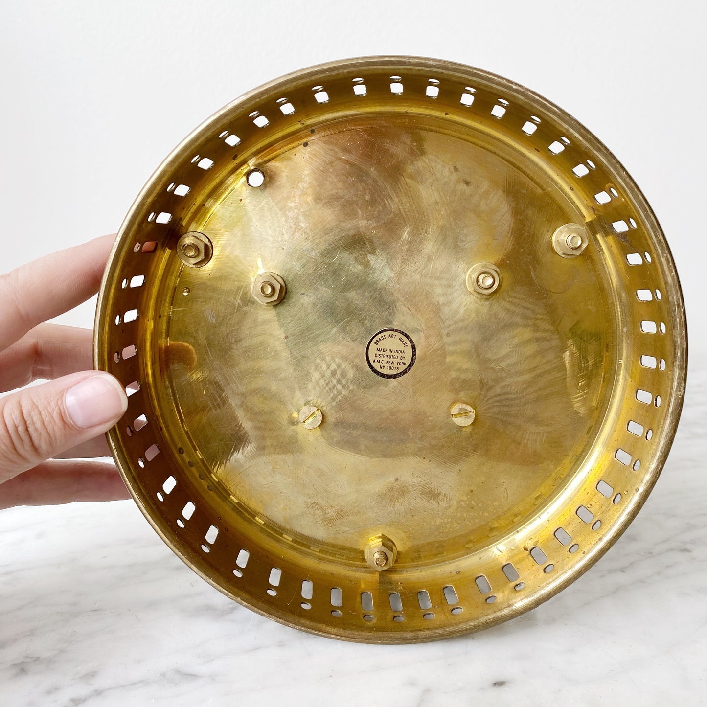 Vintage Mid-Century Brass Bird Cage, 9.25”