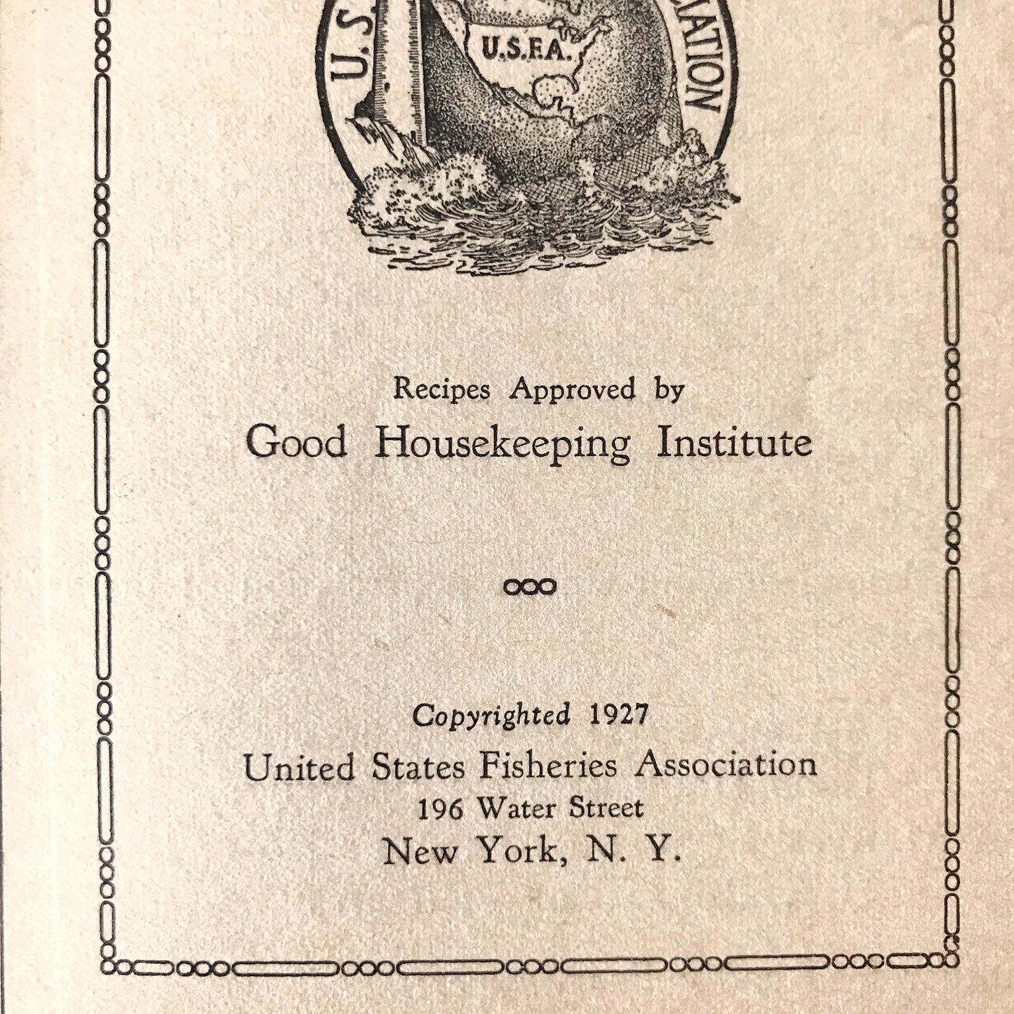Book: Recipes for Fish and Seafood, 1927