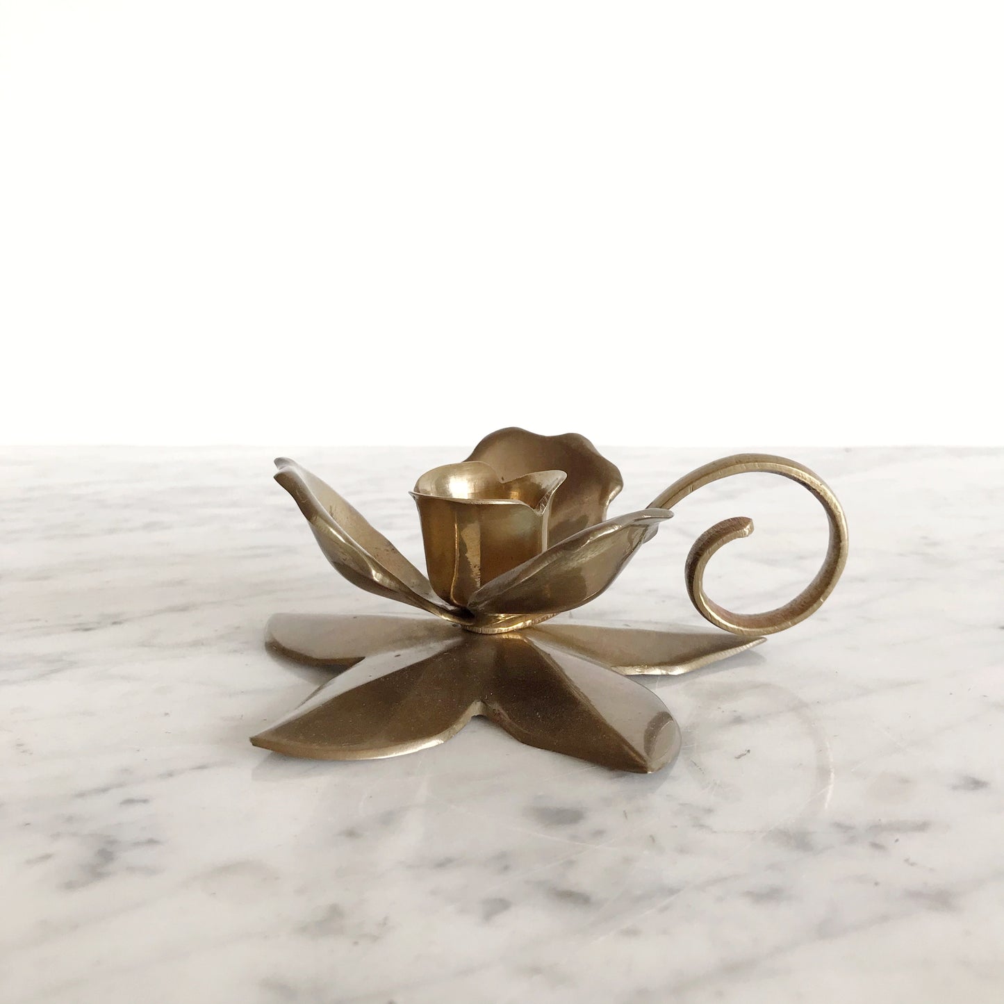 Vintage Brass Flower Candle Holder