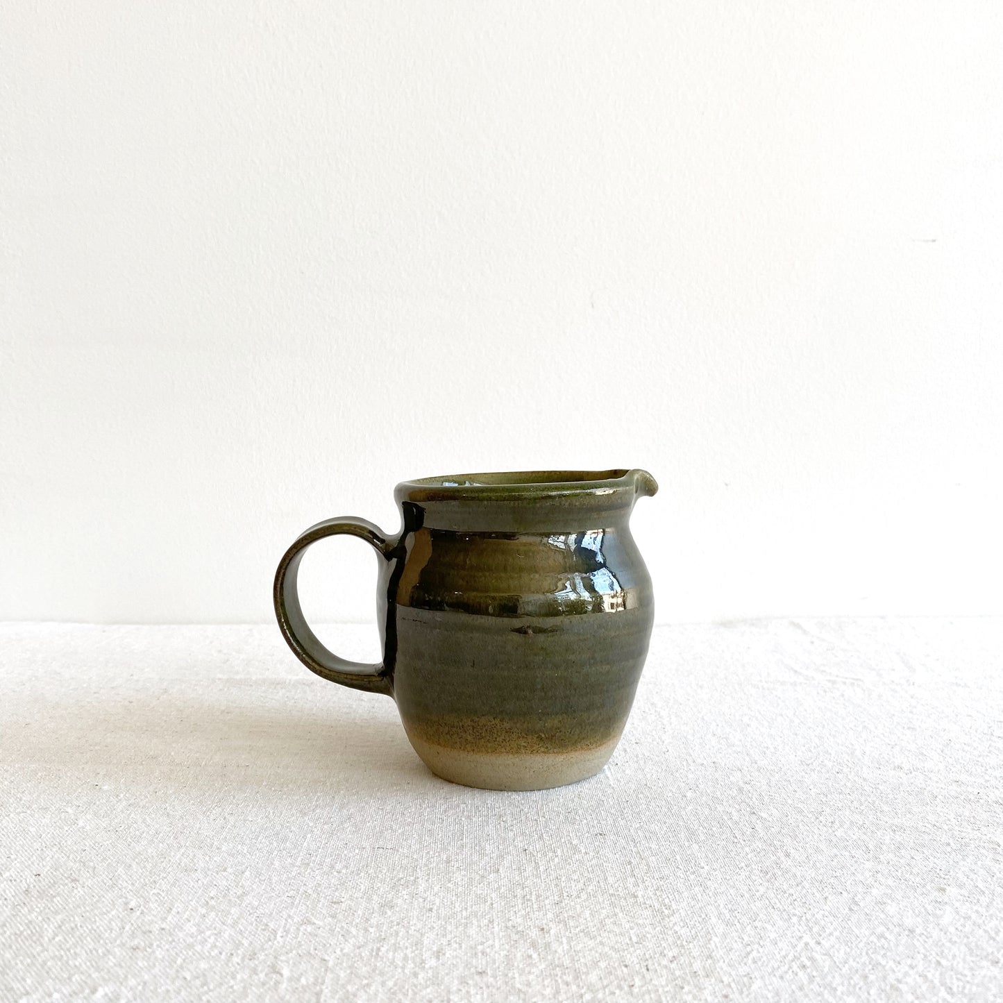 Vintage Green Pottery/Creamer with Handle