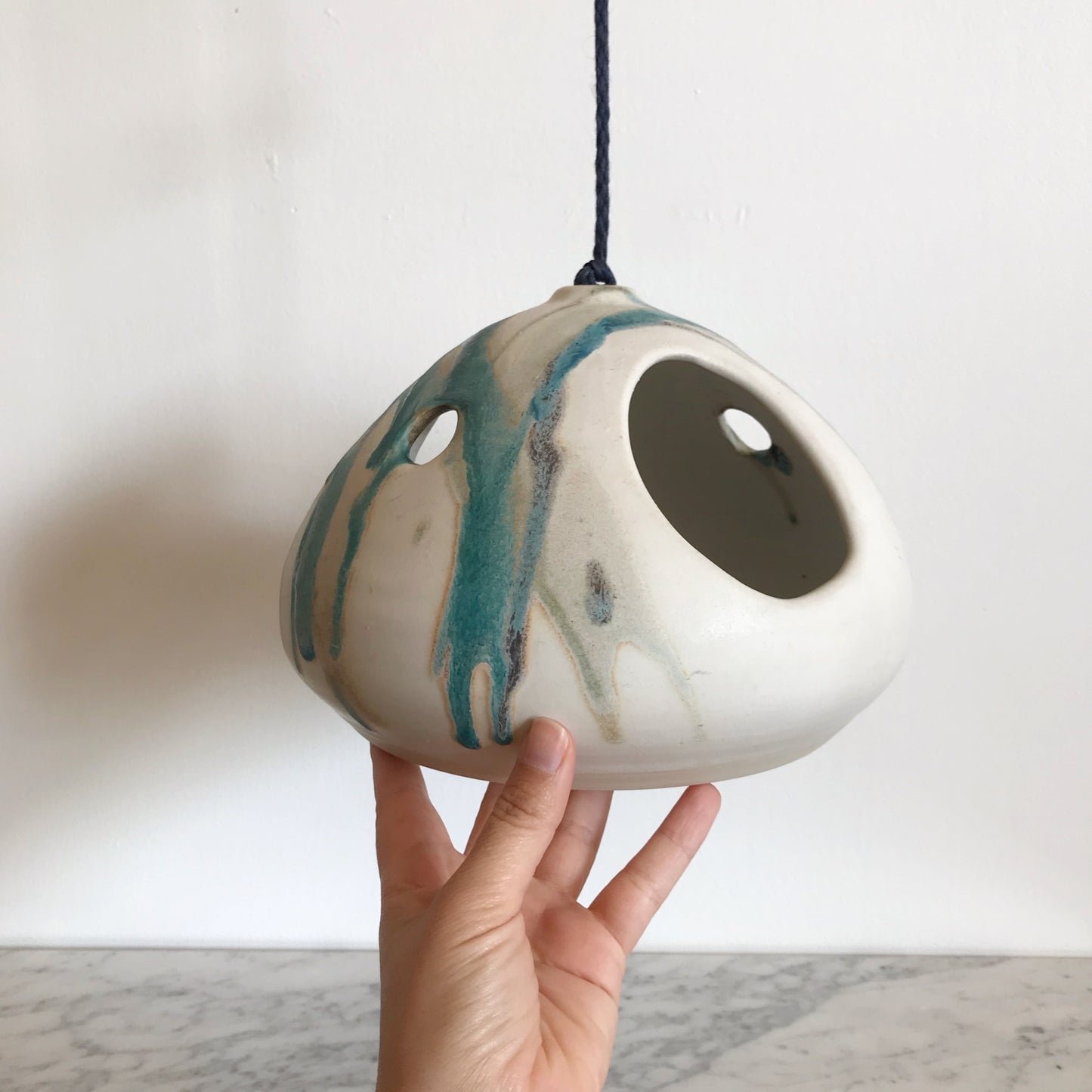 Vintage Hanging Ceramic Bird Feeder