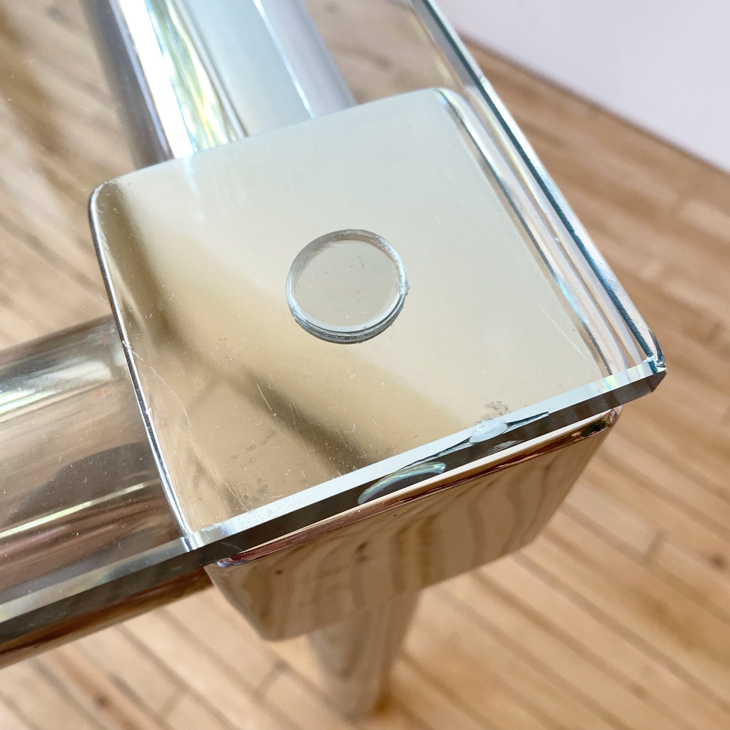 Vintage Modern Chrome + Glass Dining Table (29" square)