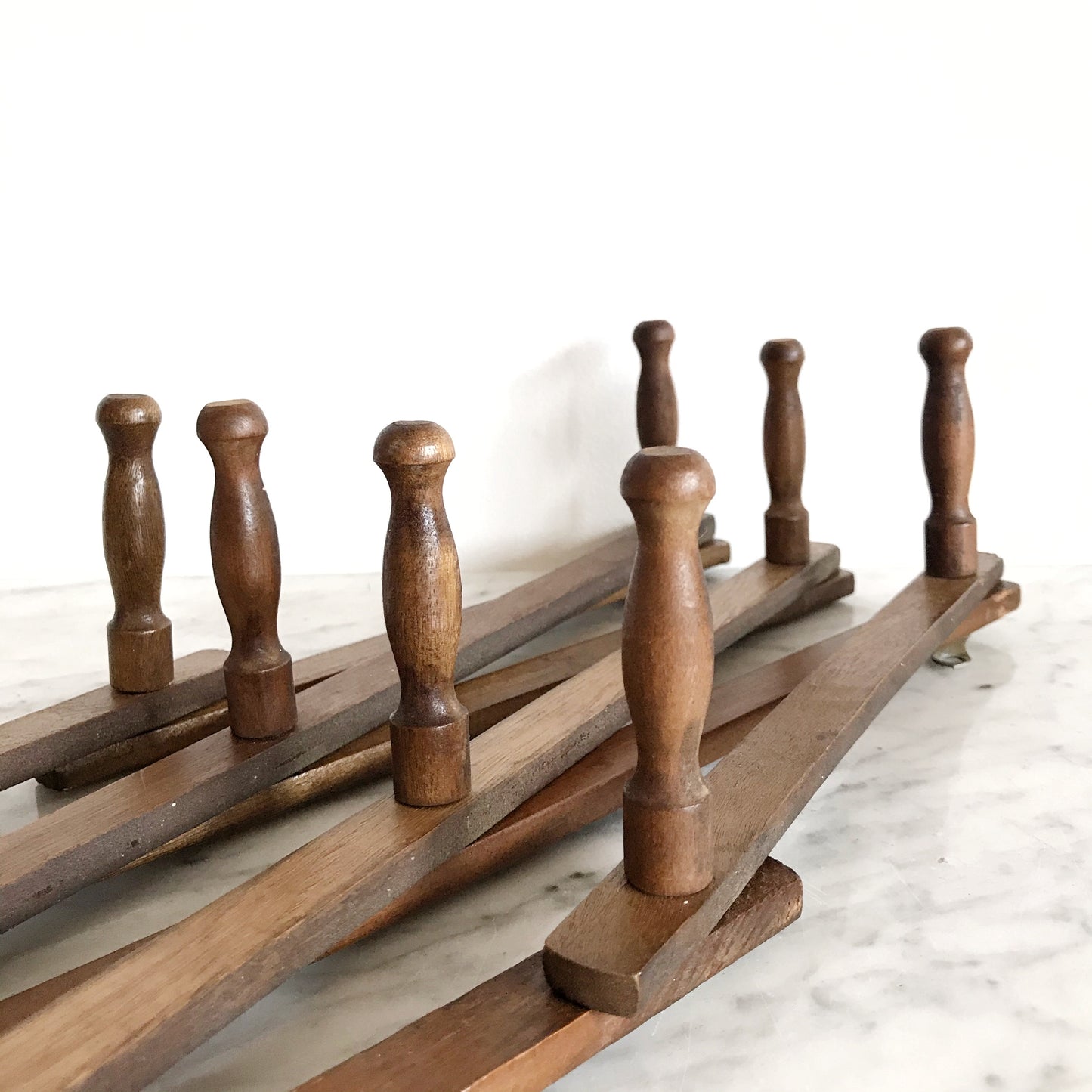 XL Vintage Wooden Accordion Peg Rack