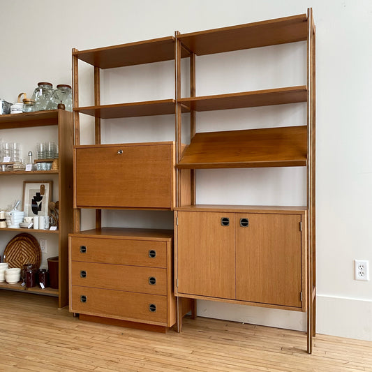 Vintage Modular Teak Desk Wall Unit