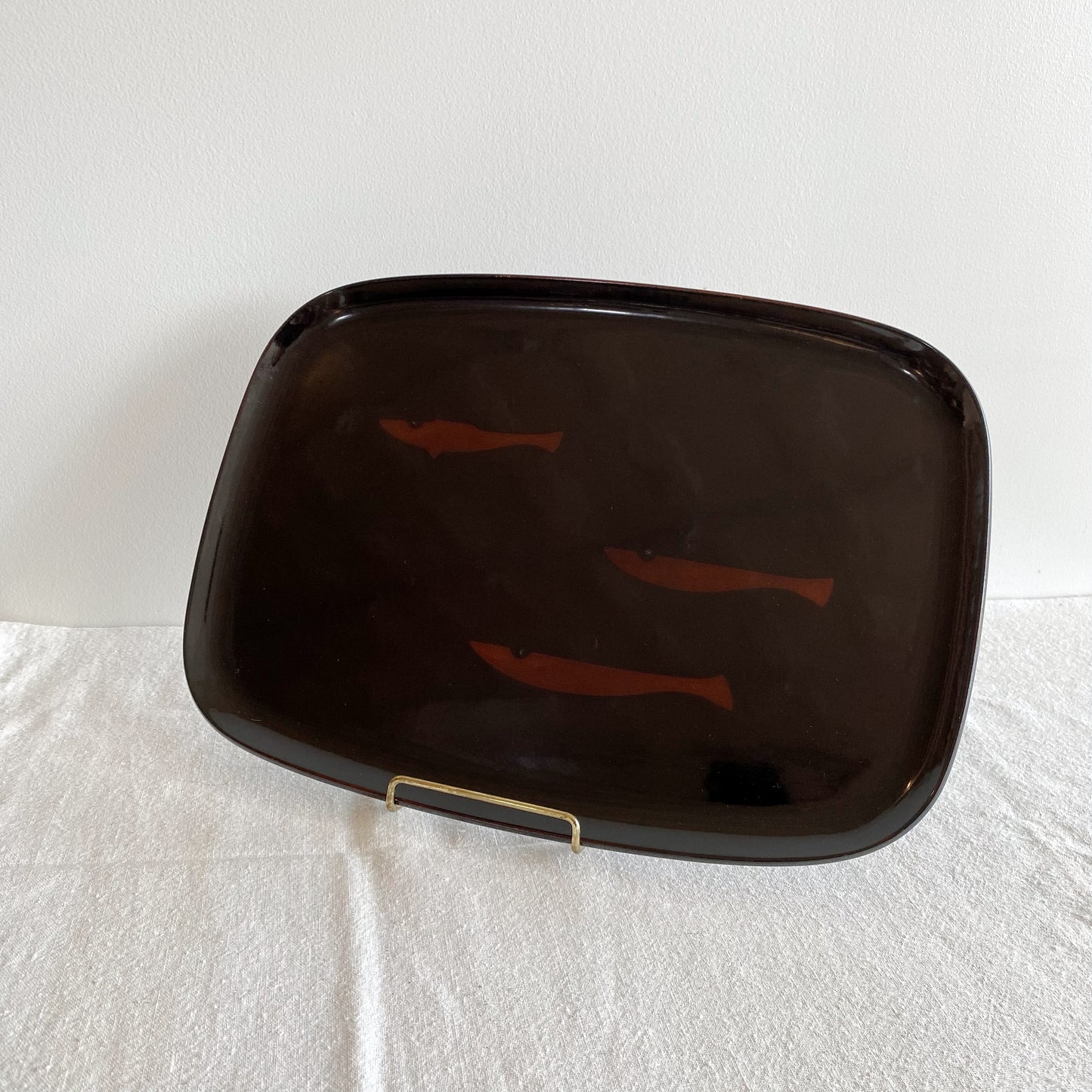 Vintage MCM Lacquered Tray with Fish