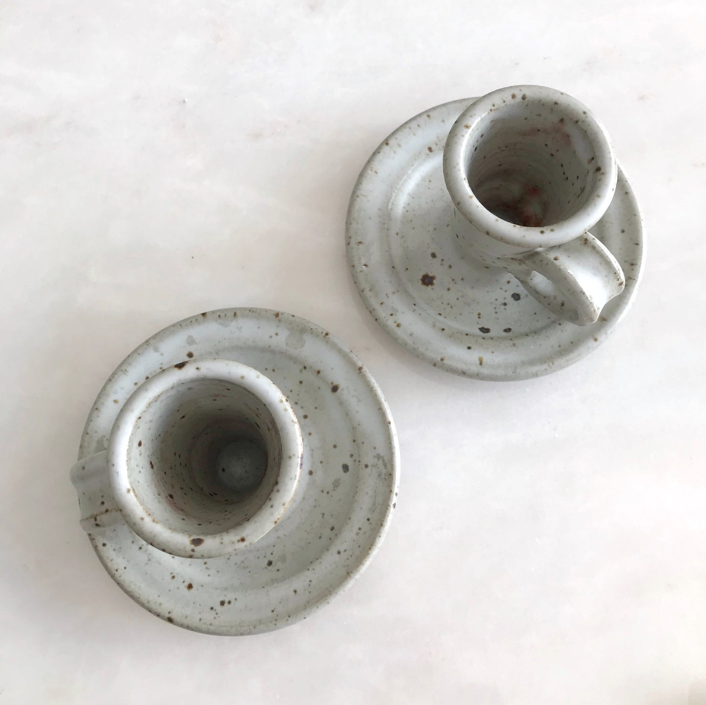Pair of Handcrafted Pottery Candle Holders