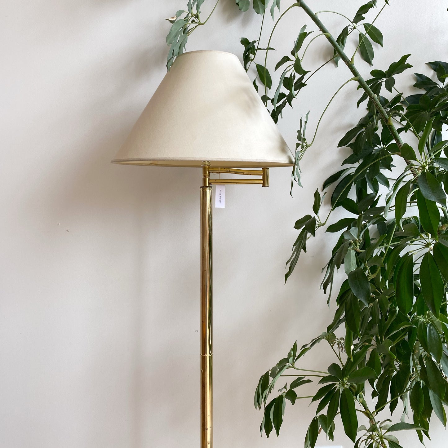 Vintage Brass Floor Lamp with Shade