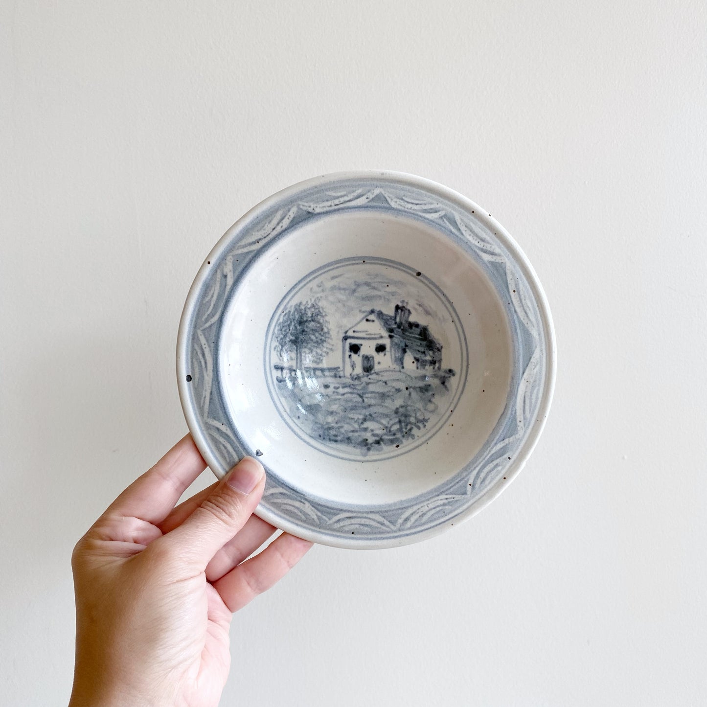 Vintage Hand-painted Dish with House