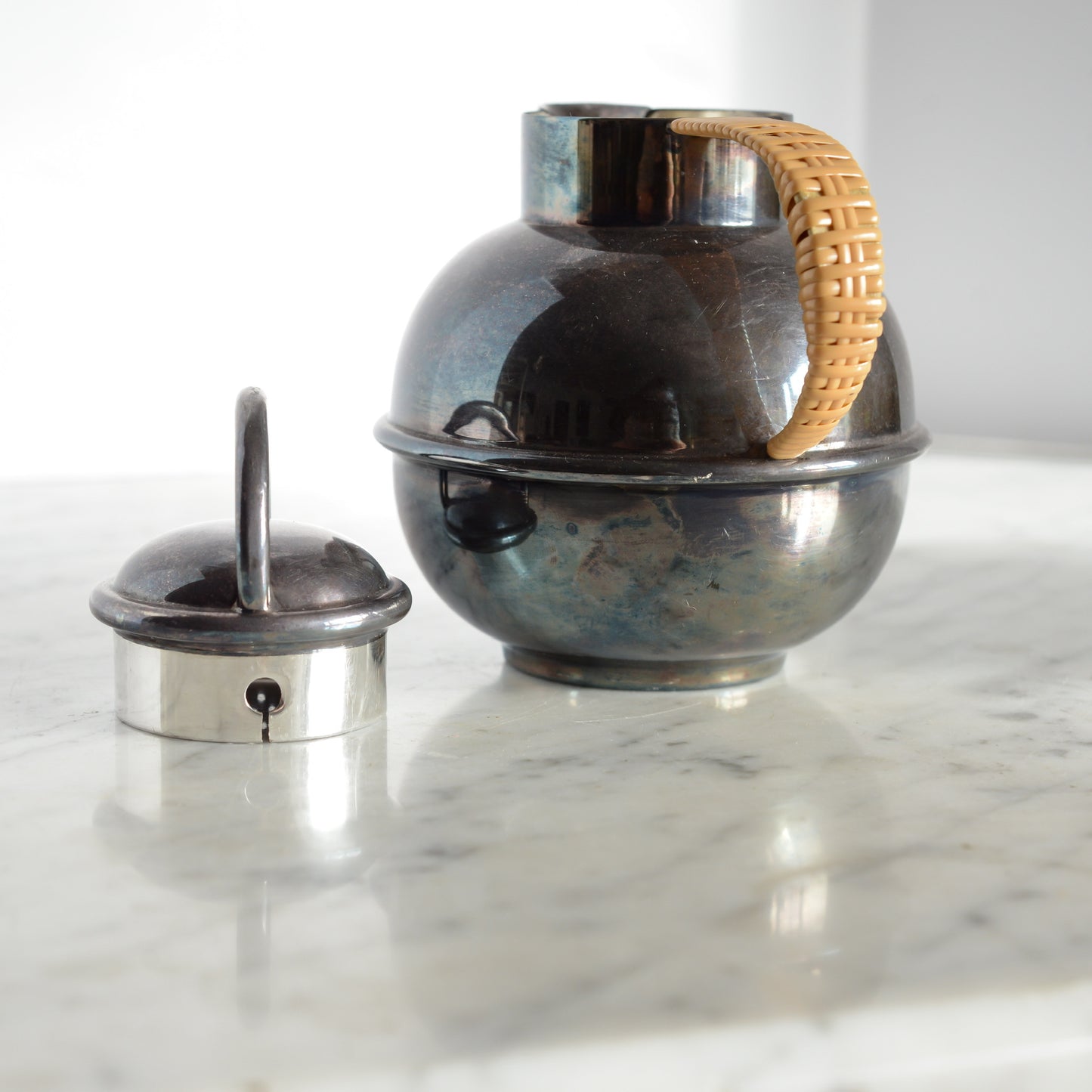 Vintage Silver Teapot with Wrapped Handle