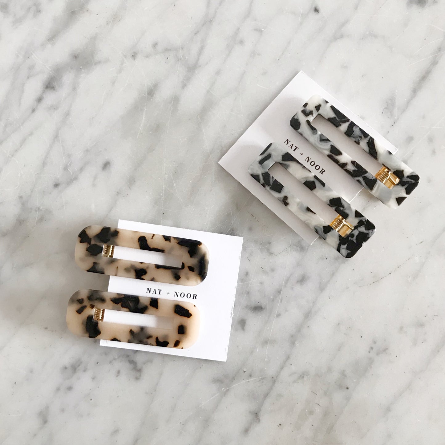 Pair of Hair Clips, Tortoise B+W