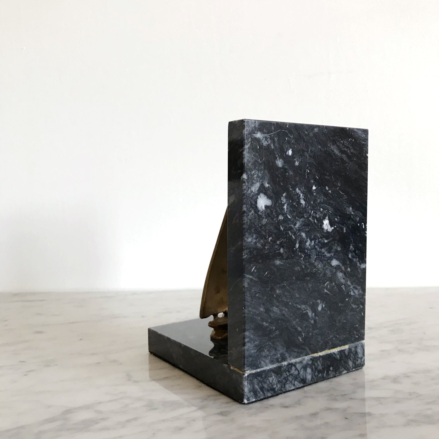 Vintage Marble + Brass Sailboat Bookend