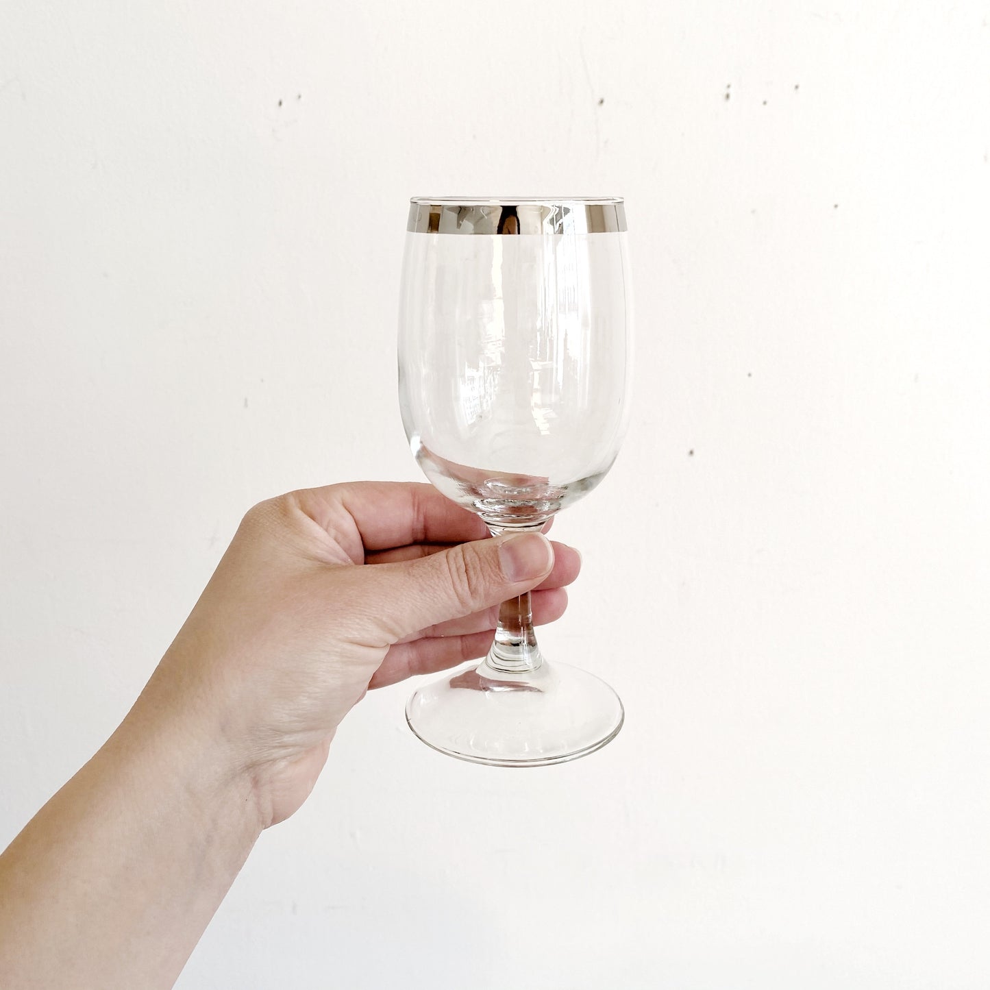 Silver Rimmed Wine Glasses, Set of 6
