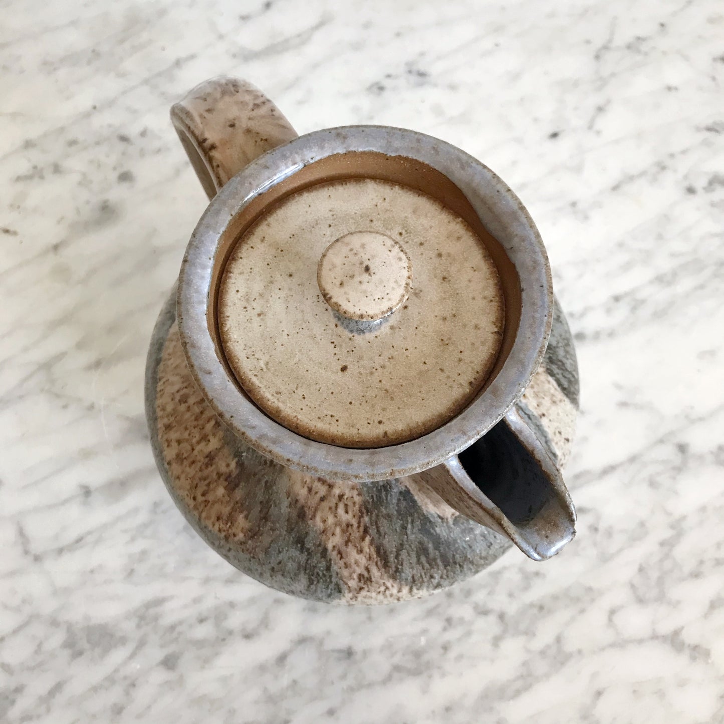 Vintage Stoneware Pitcher, Abstract Strokes