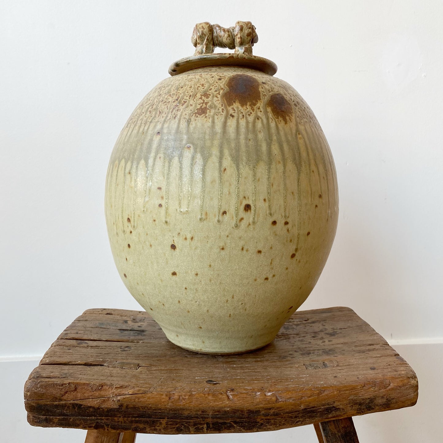 XL Antique Lidded Pottery Vessel
