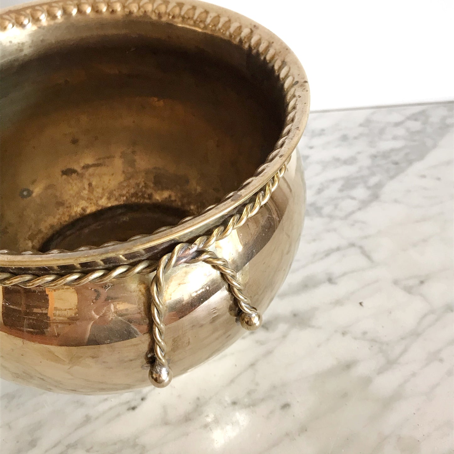 Large Vintage Brass Planter