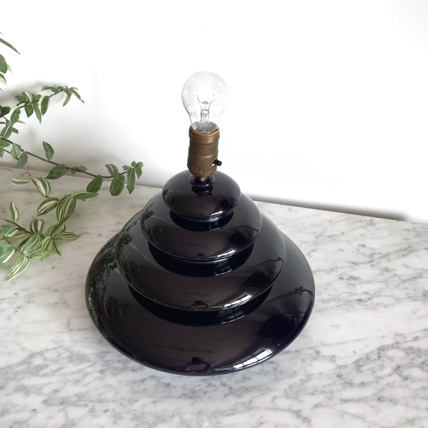 Sculptural Mid-Century Ceramic Lamp, Midnight Blue