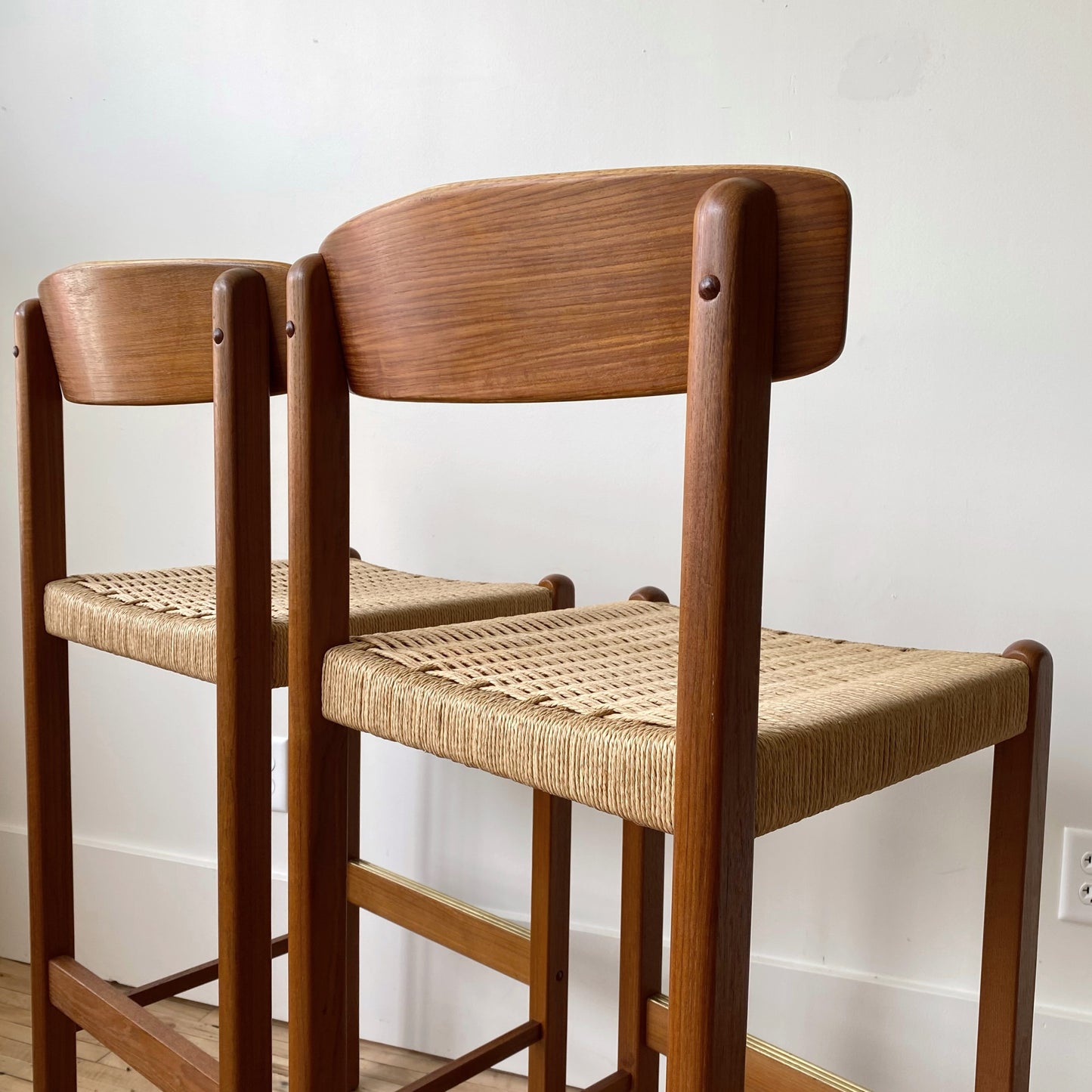 Pair of Vintage MCM Teak Barstools