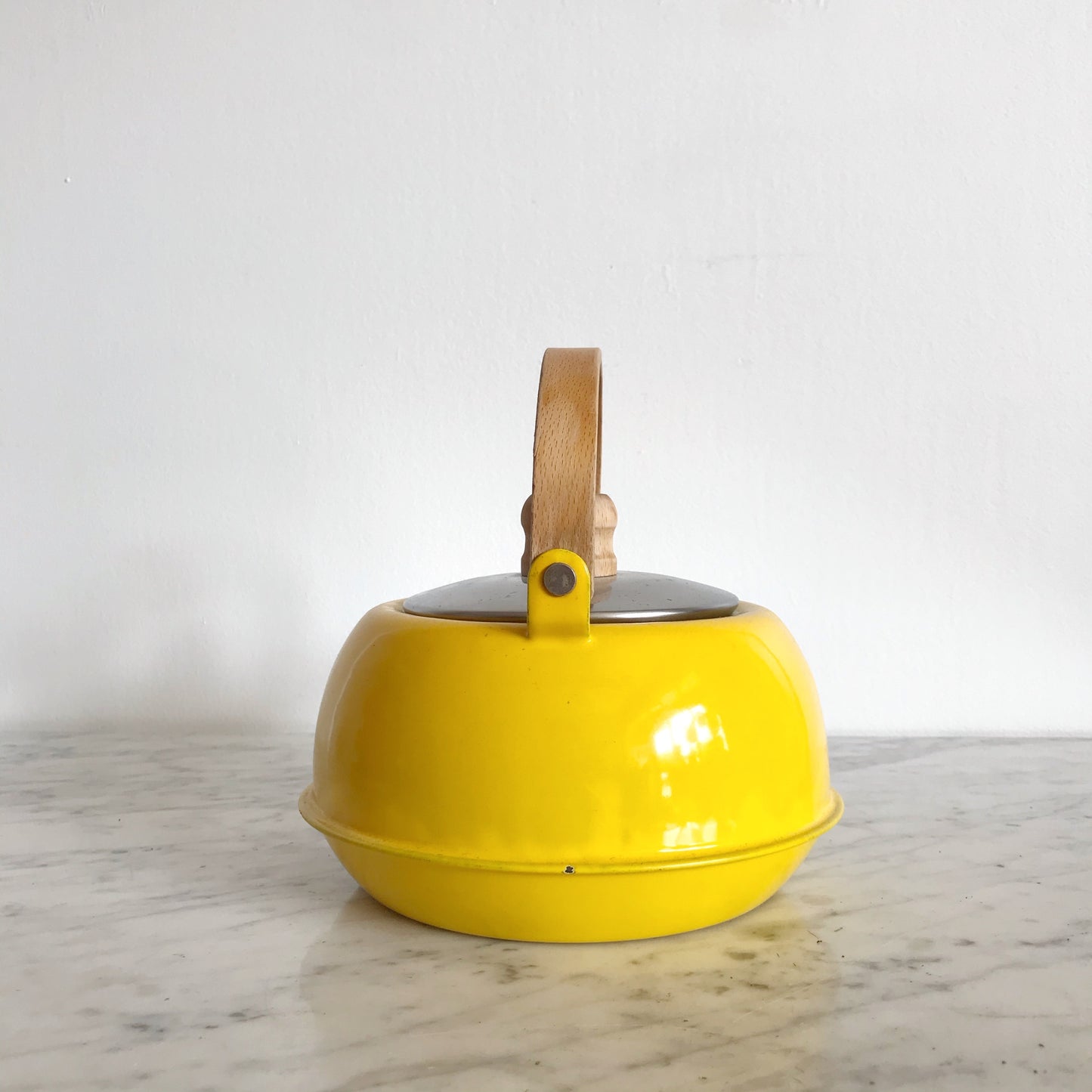 Vintage Yellow Enamel Kettle
