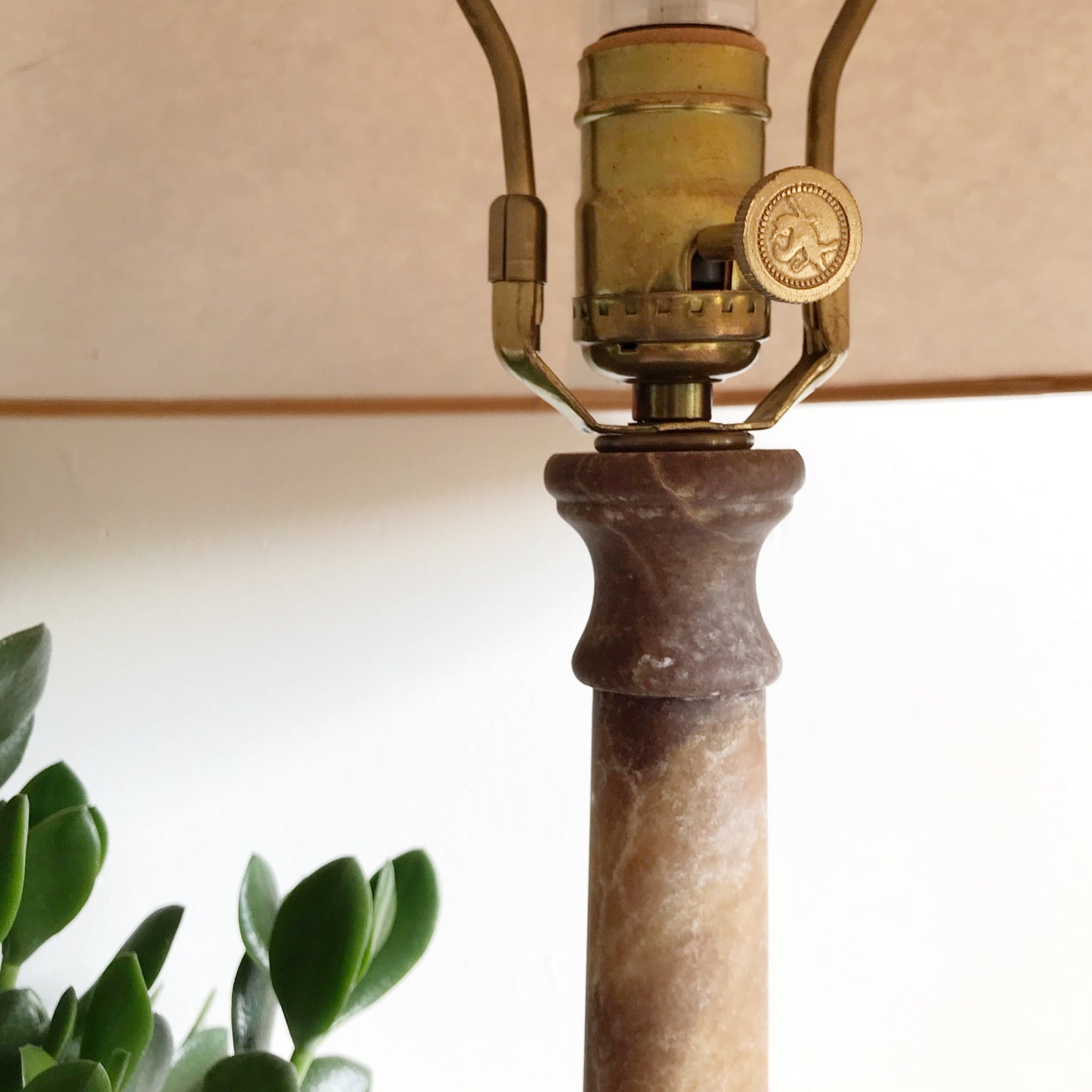 Vintage Slender Alabaster Column Table Lamp, Italy