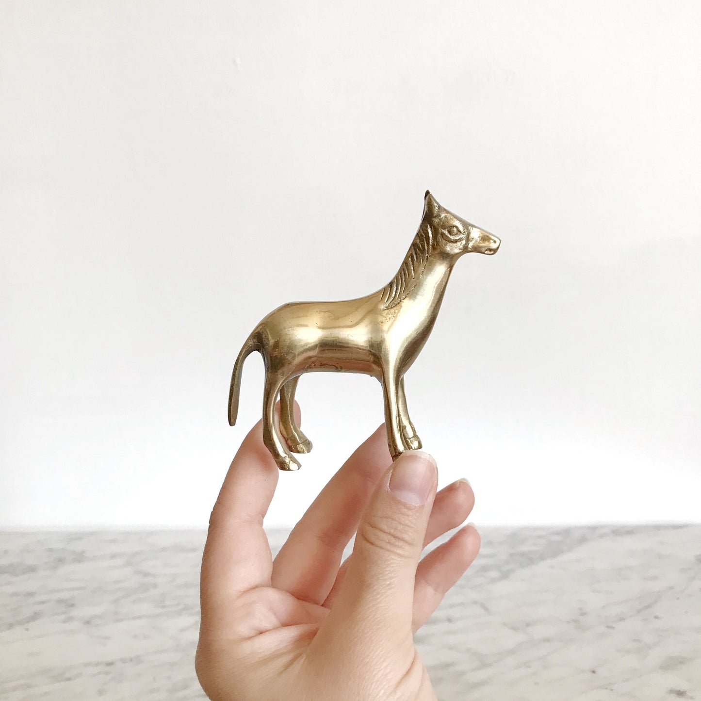Small Vintage Brass Horse Figure, 3.5”