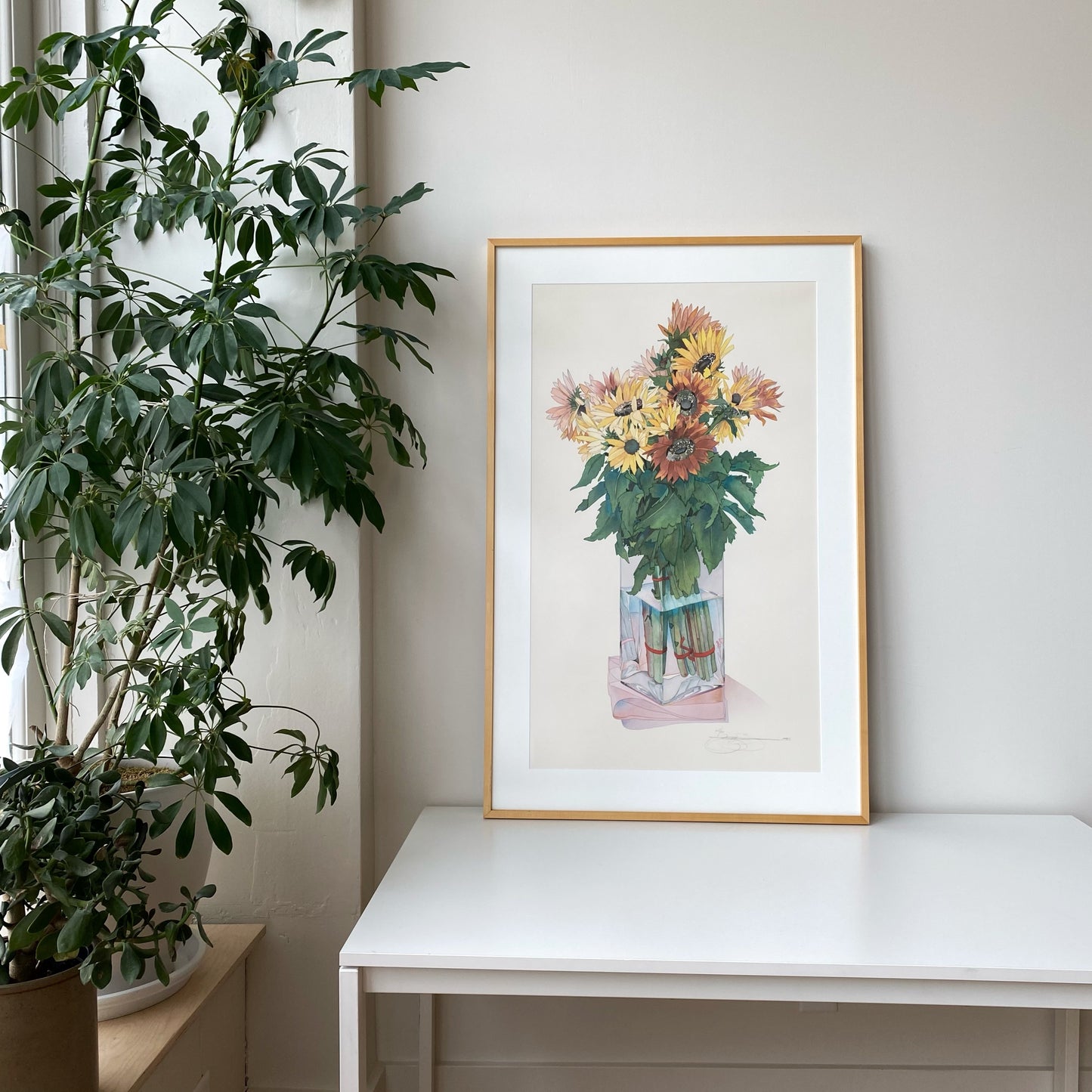 Oversized Original Sunflower Art Print, (28.25” x 43.75”)