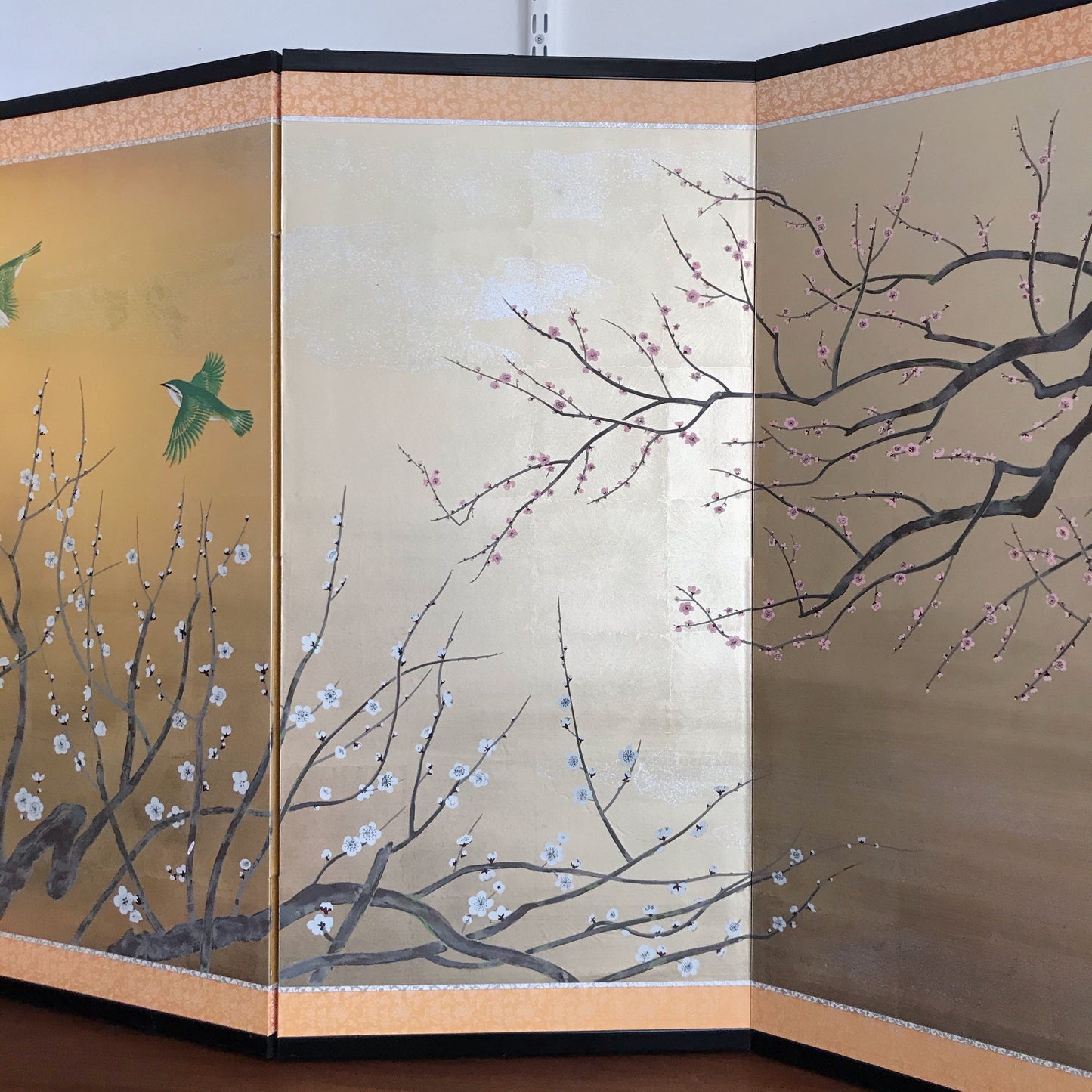 Vintage Hand-Painted Folding Screen / Room Divider (70" x 36")