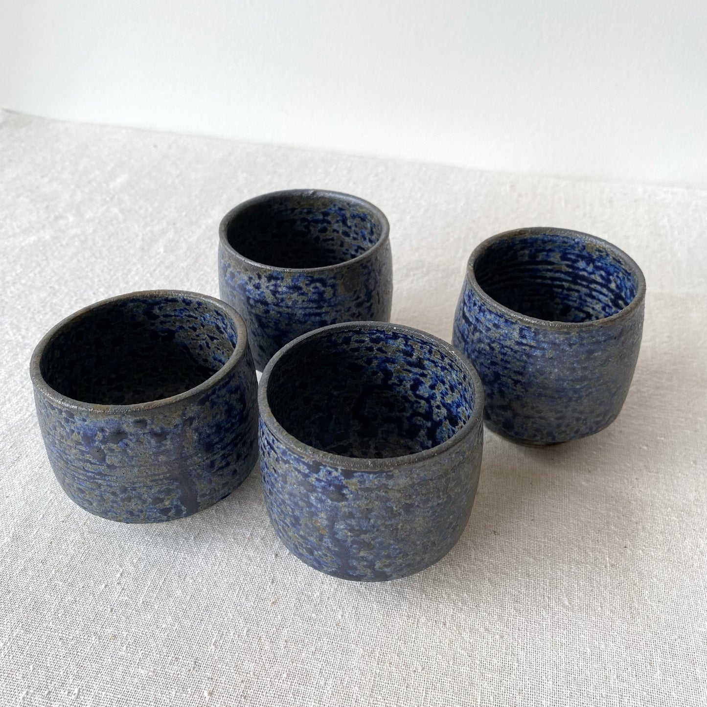 Set of 4 Vintage Pottery Cups, Ink