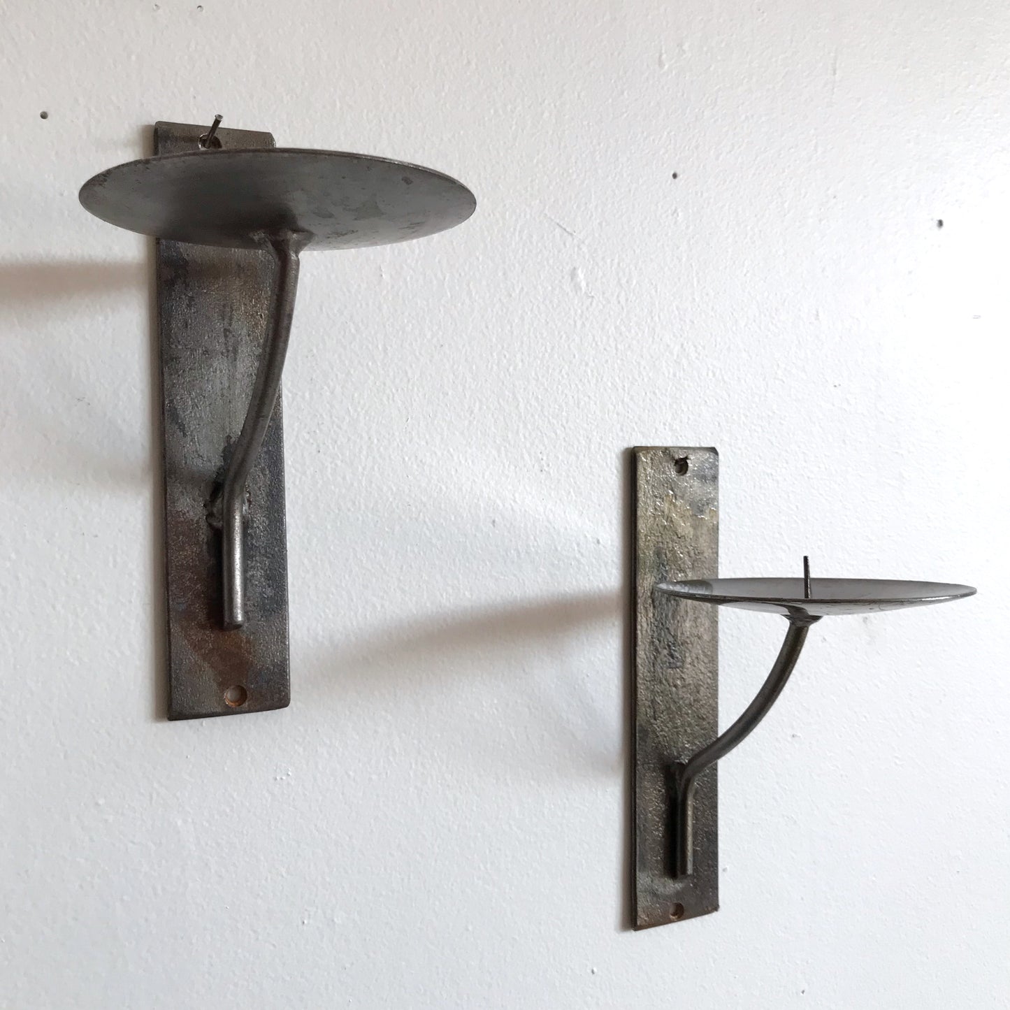 Pair of Vintage Metal Candle Sconces, Mexico