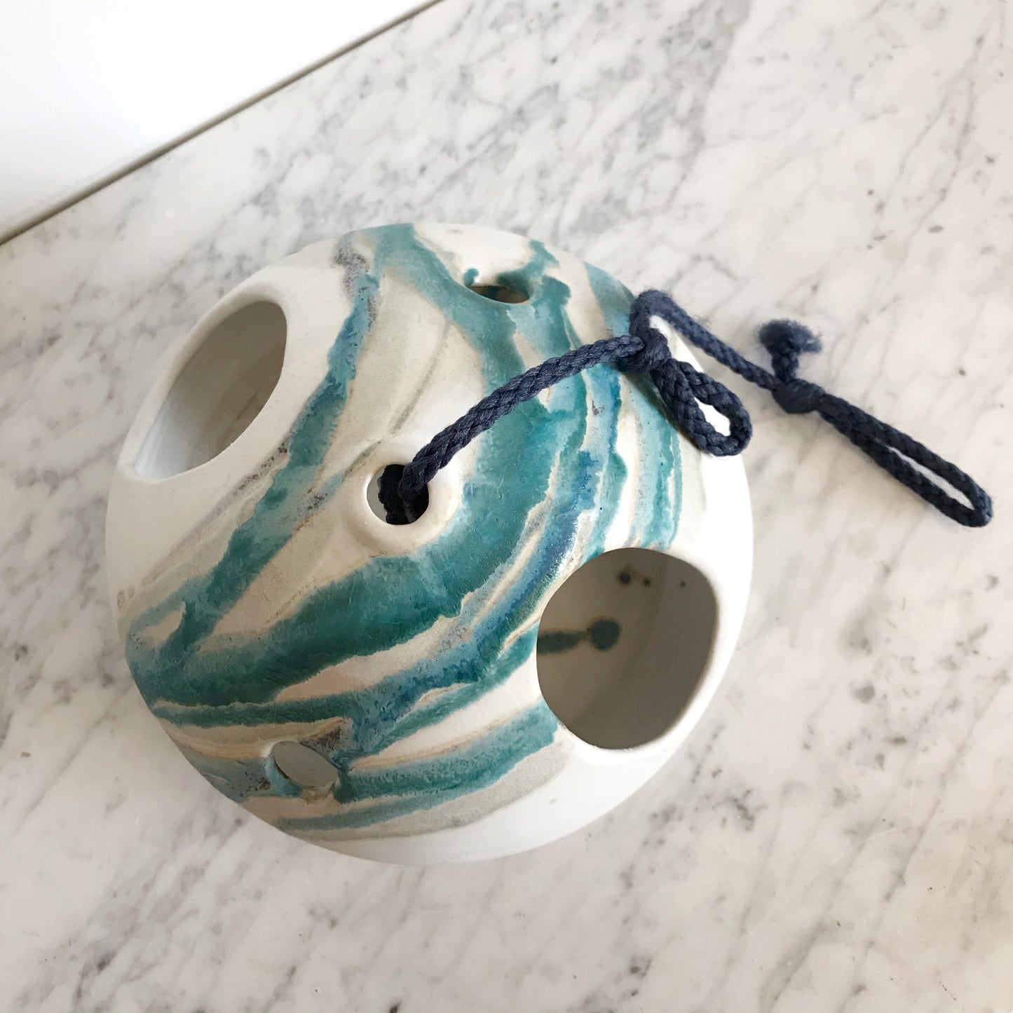 Vintage Hanging Ceramic Bird Feeder