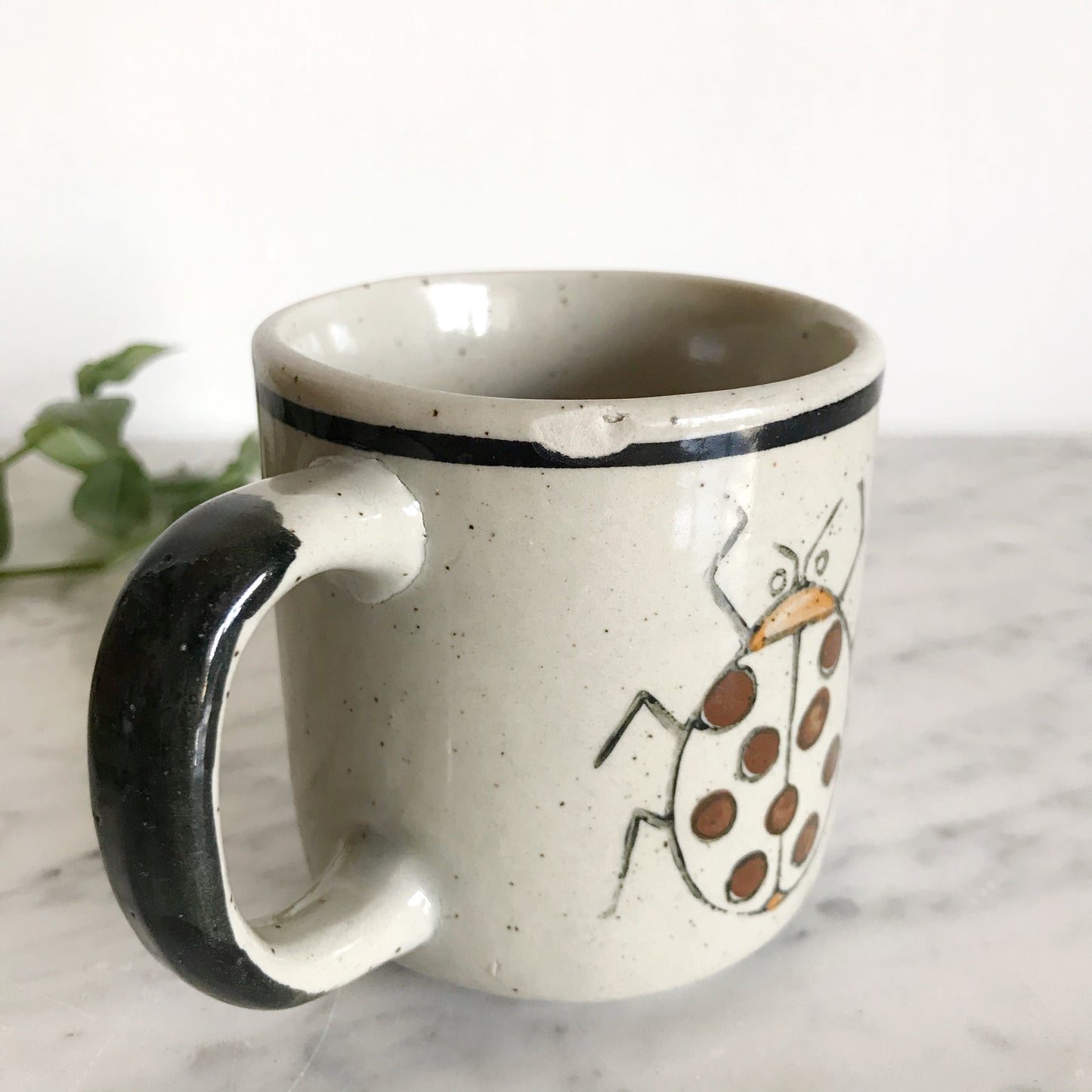 Vintage Stoneware Ladybug Mug