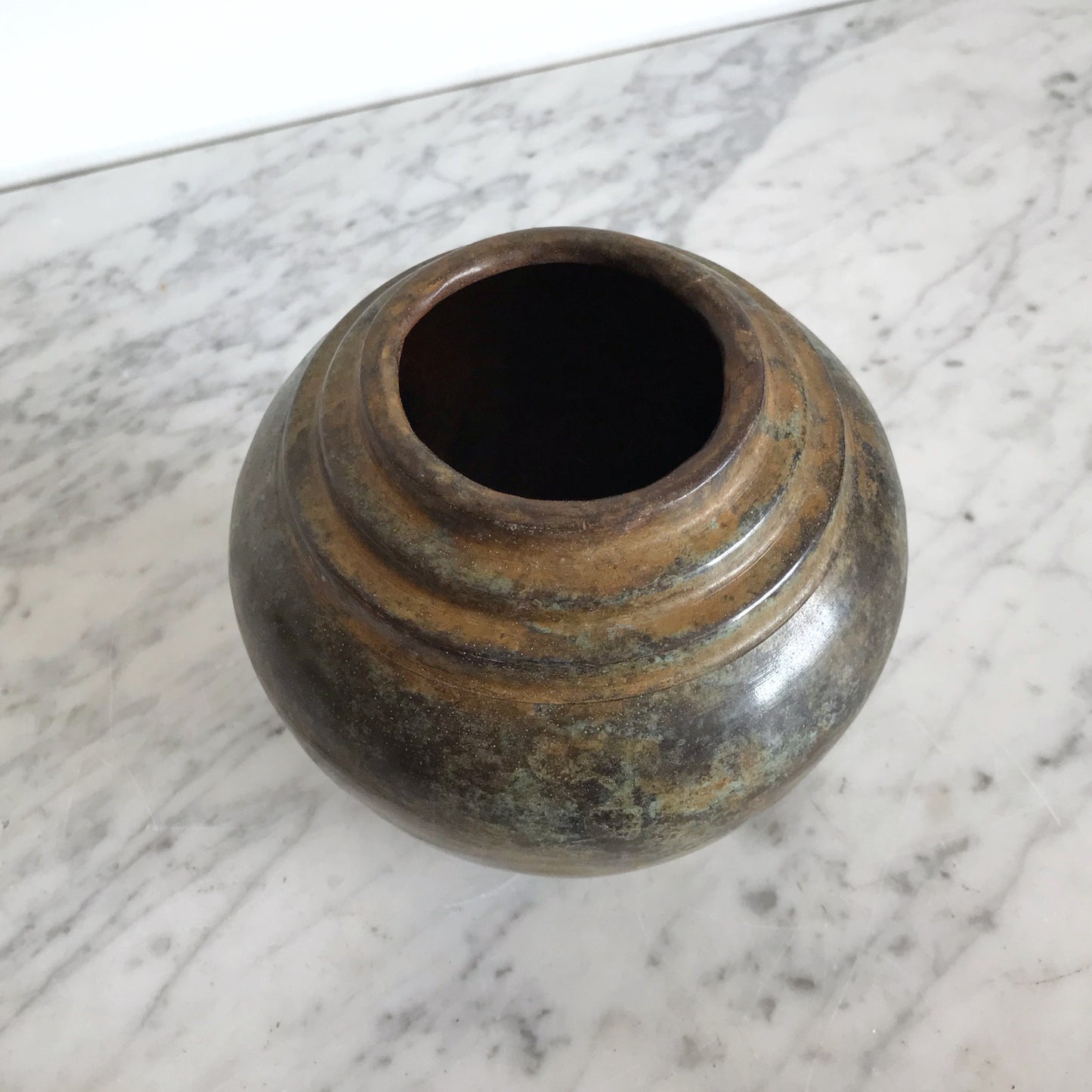Found Tiered Metal Vase with Patina