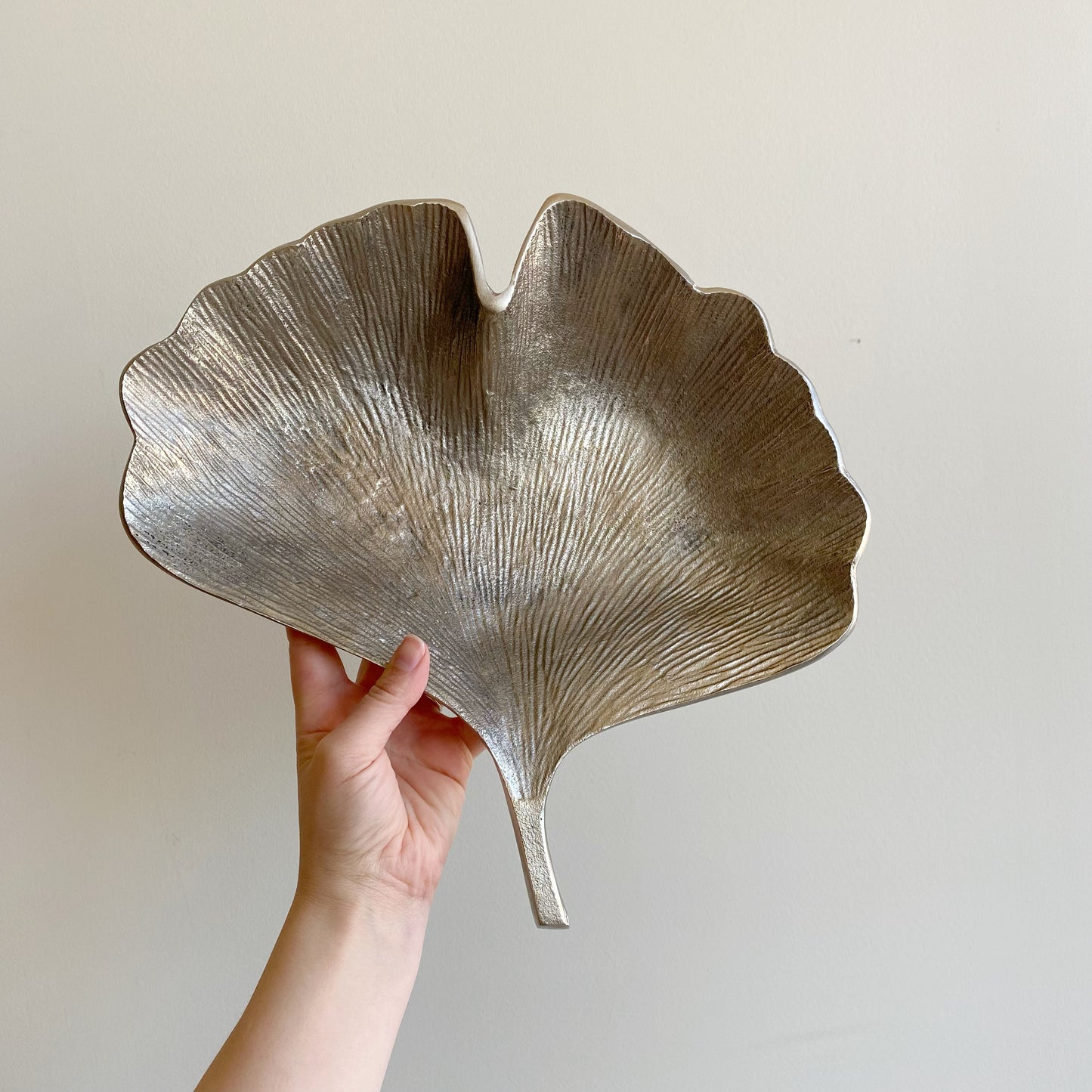 Oversized Metal Ginkgo Leaf Bowl
