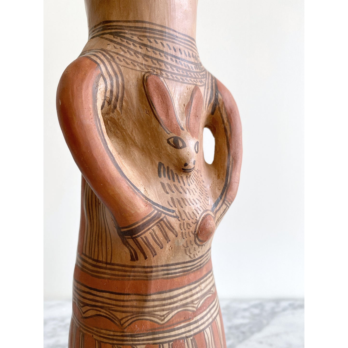 Giant Handmade Terracotta Statue, Woman with Rabbit