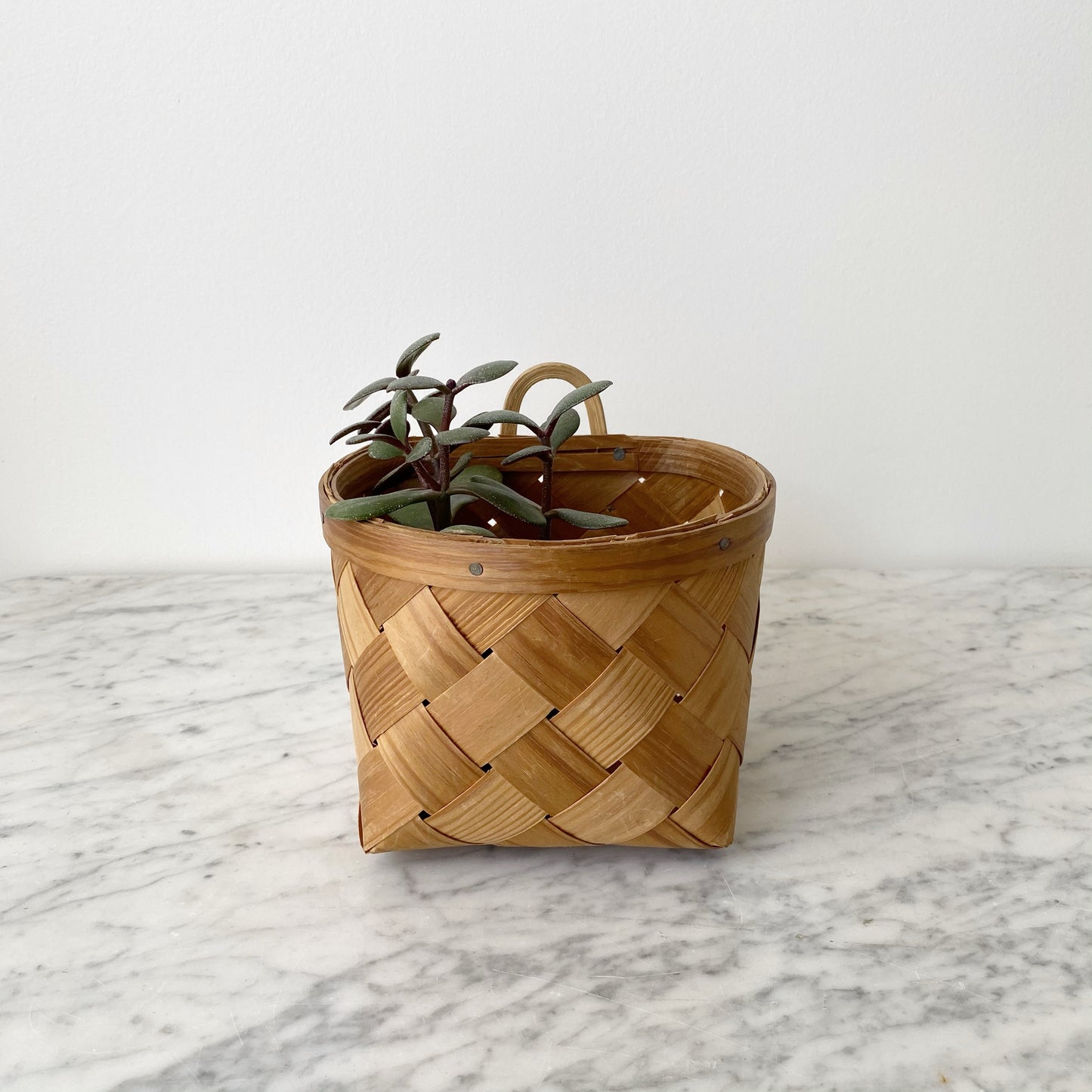 Lovely Woven Wood Wall Basket Organizer