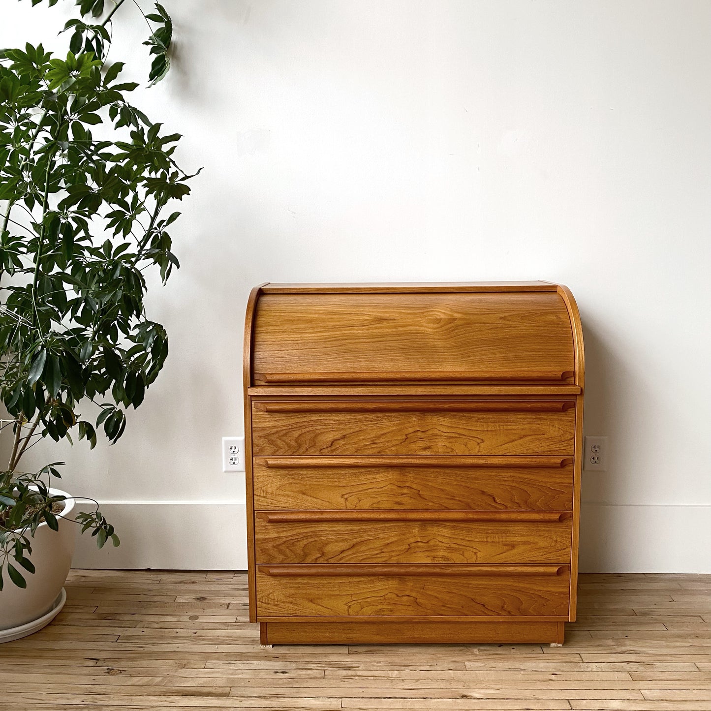 Vintage Teak Roll-top Secretary Desk