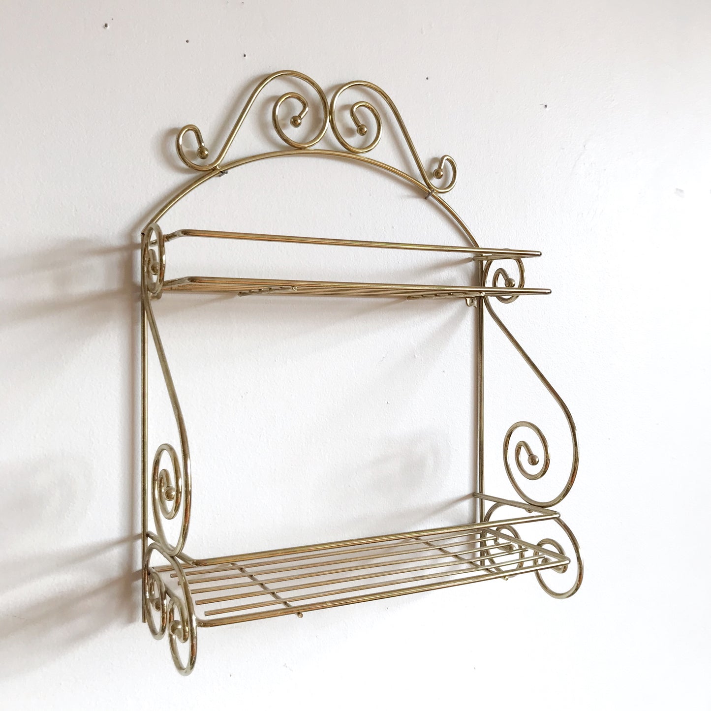 Vintage Gold Wire Wall Shelf