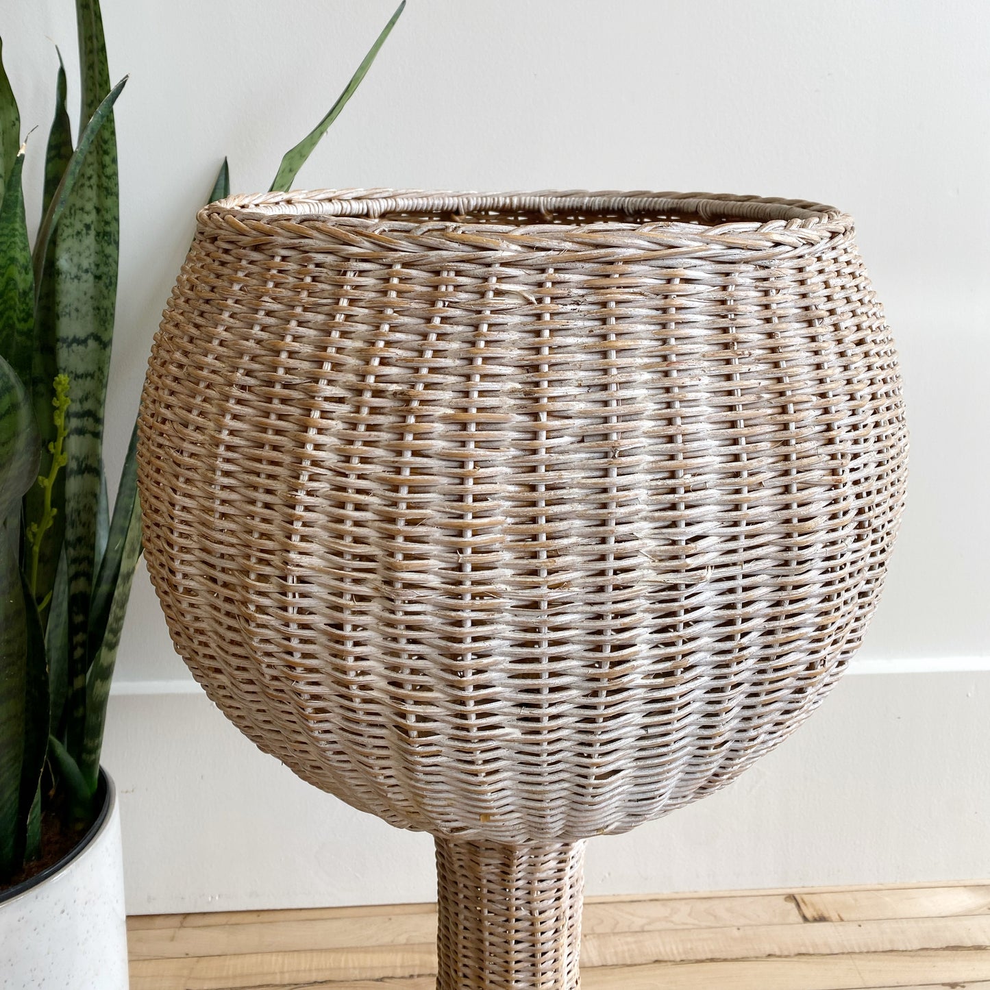 XL Vintage Sculptural Wicker Planter