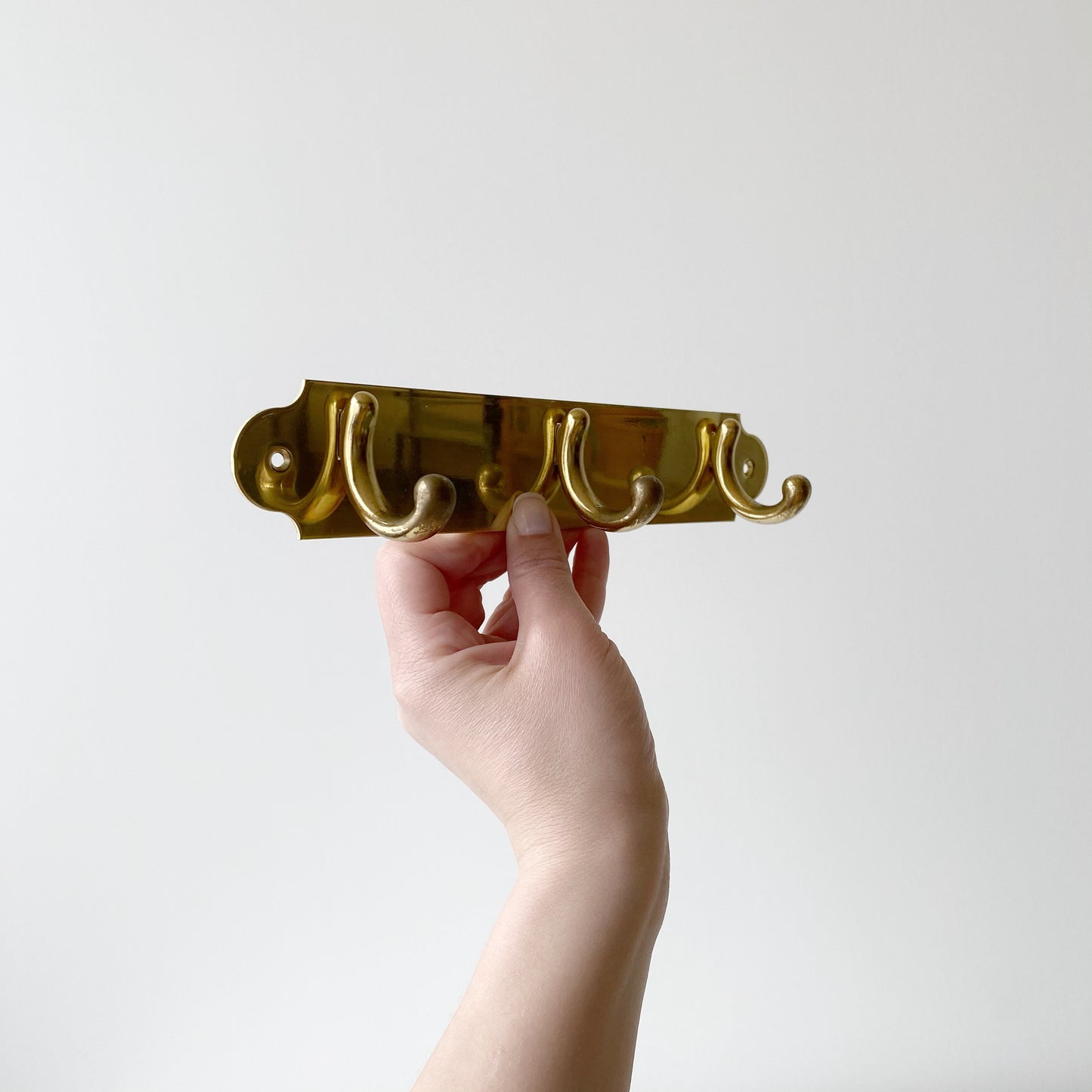 Vintage Brass Wall Hooks on Plaque