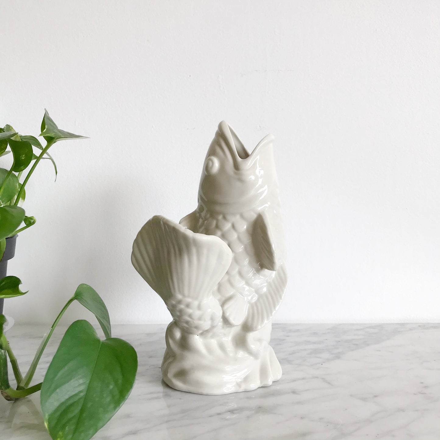 White Ceramic Fish Vase
