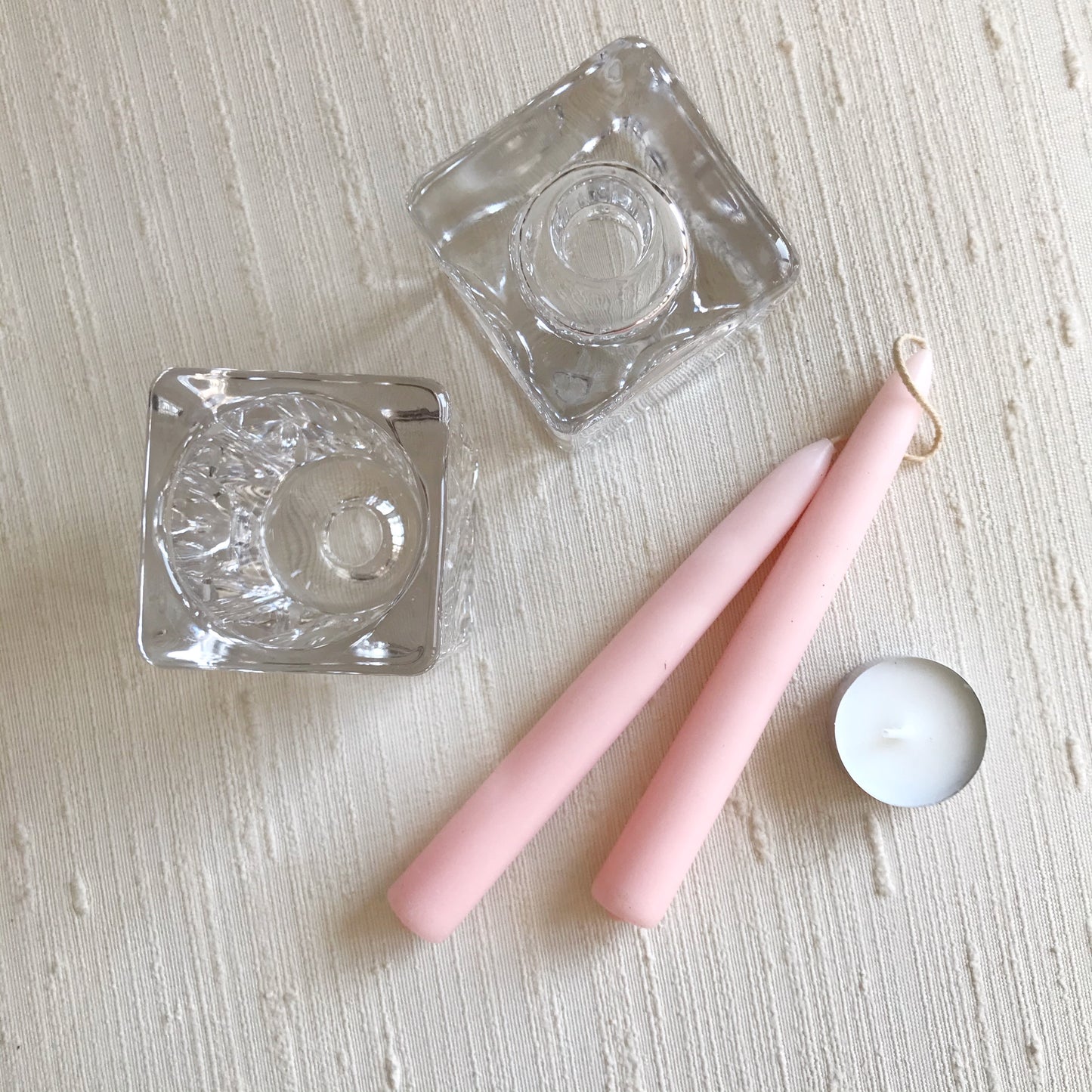 PAIR: Glass Duo Votive / Taper Candle Holders